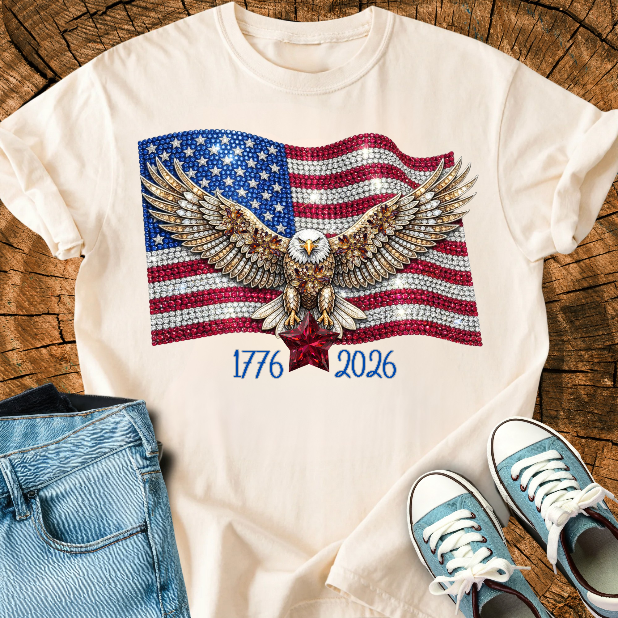Comfort Colors® America 250th Anniversary Shirt for Women, 1776 2026 Patriotic Tee, Sparkle Fourth of July Tee, USA Shirt, Triche Treasures