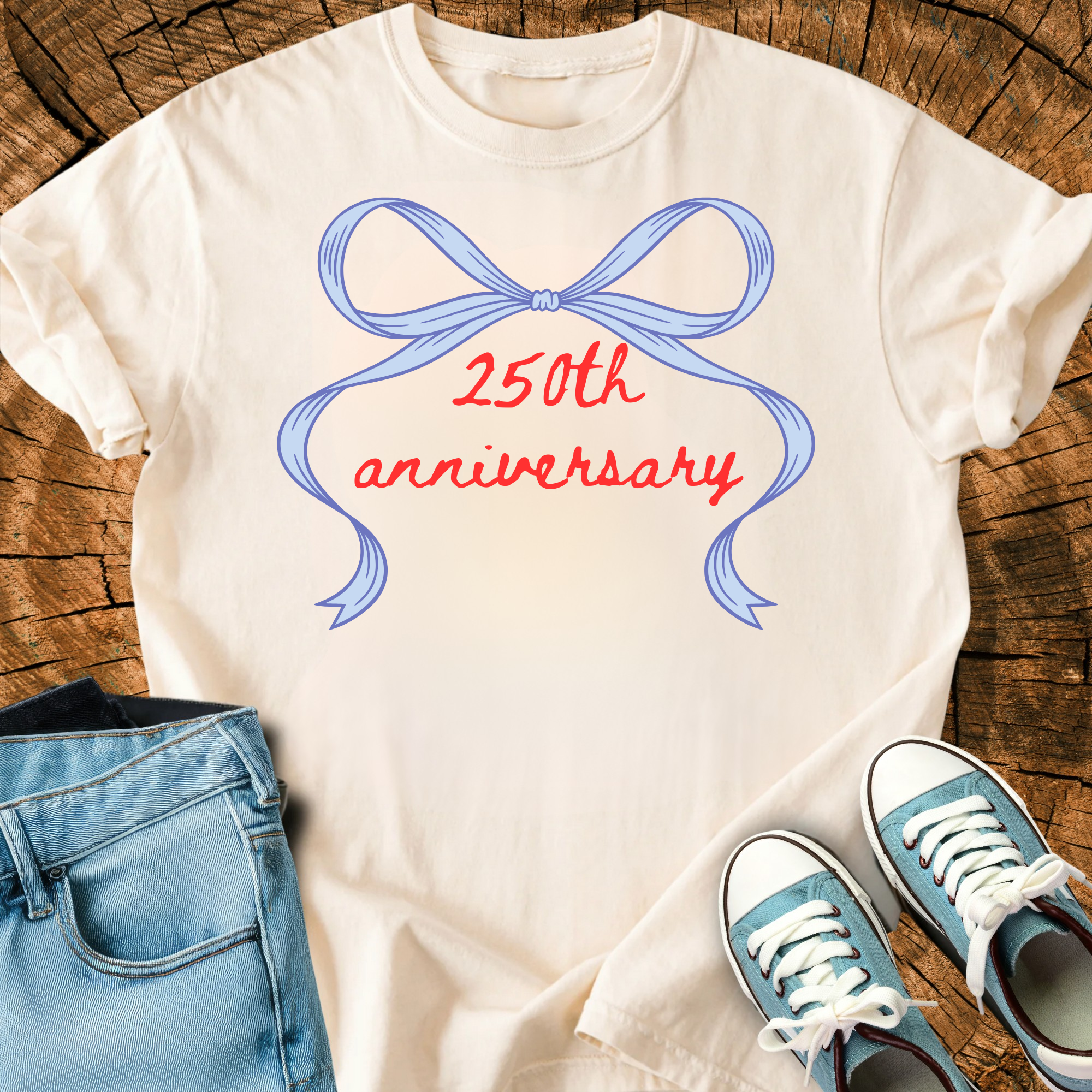 Comfort Colors 250th Anniversary Bow Shirt, 4th of July Tee, USA 250 TShirt for Women Summer, Patriotic Gift for Her, Triche Treasures