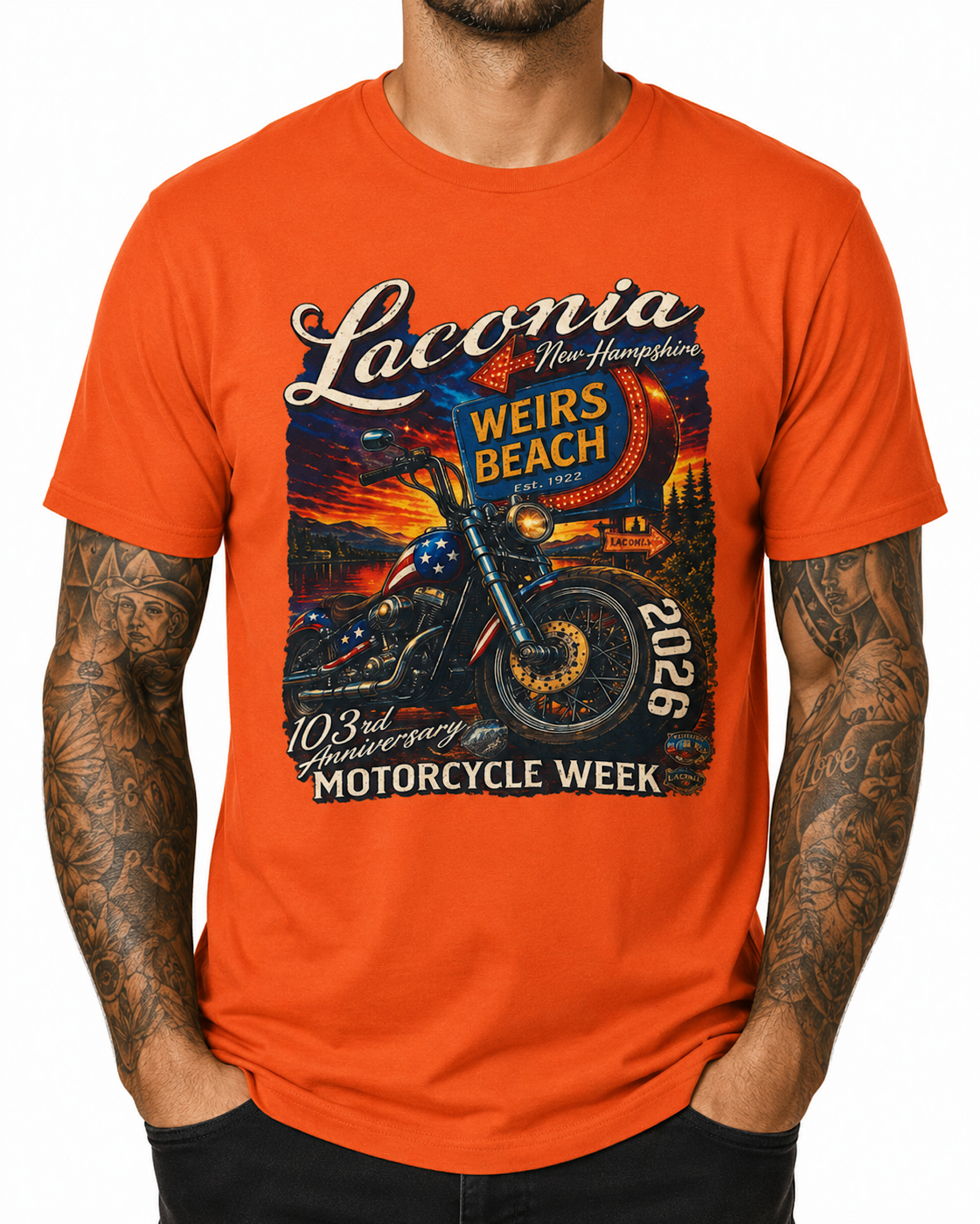 Laconia Motorcycle Week 2026 Shirt Weirs Beach NH 103rd Bike Rally Biker Tee color preview 3