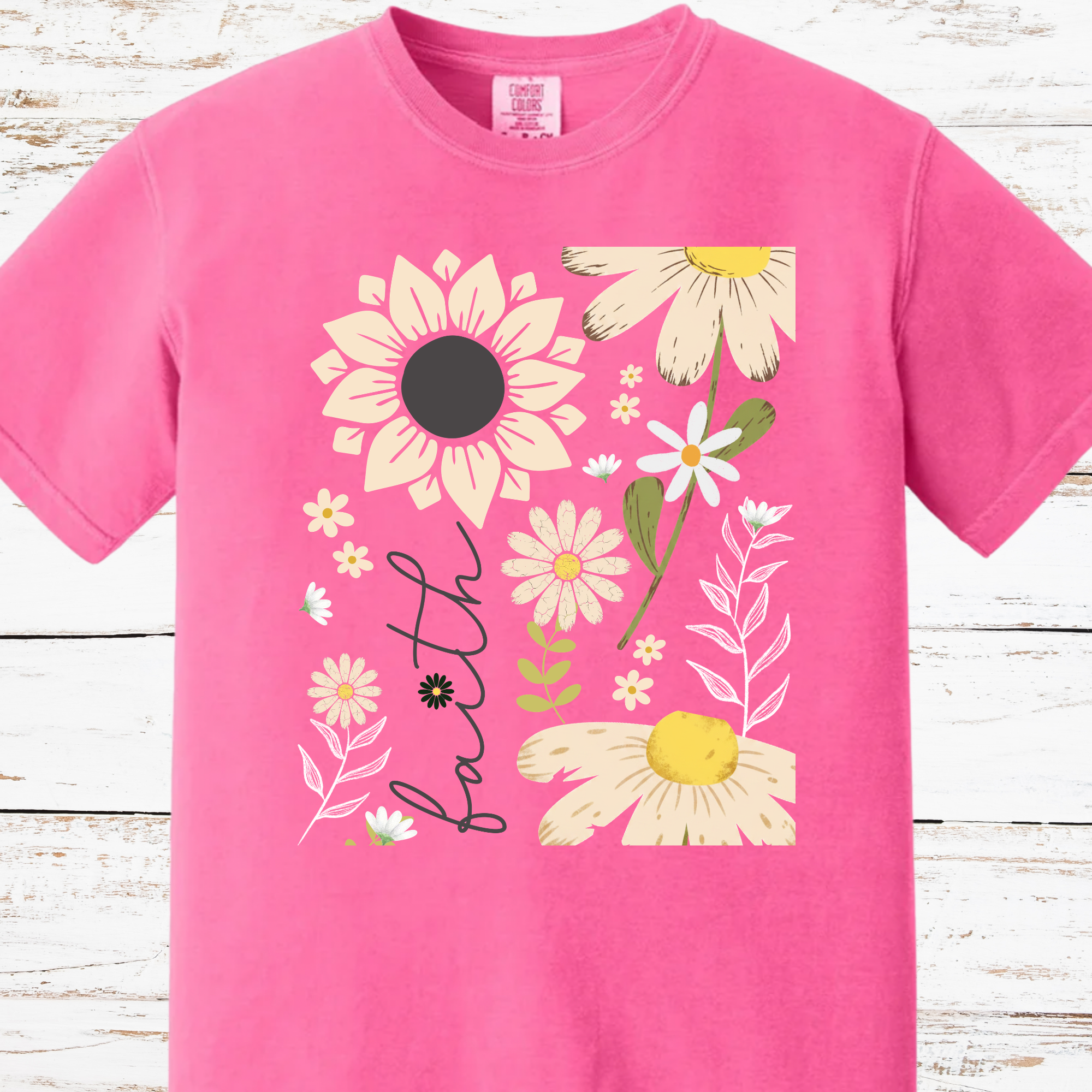Comfort Colors Cottagecore Floral Faith Sunflower Shirt, Botanical Garden Tee, Christian Summer Beach Lover Gift for Her, Triche Treasures