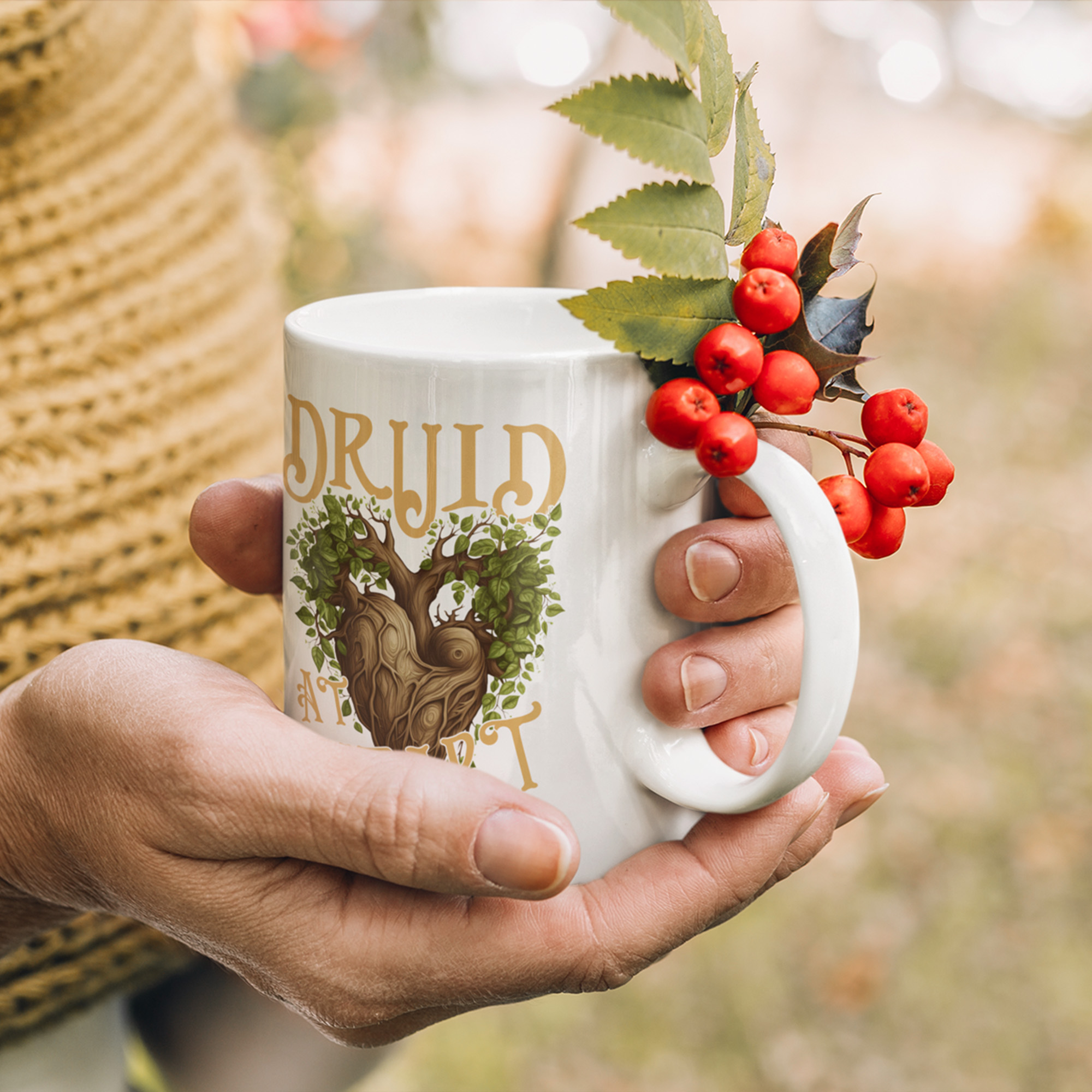Druid at Heart Ceramic Mug | Goodberry | Tabletop Game Accessories | DnD Coffee | RPG D&D gifts for him her | Fantasy Art | Ai Illustration image 4
