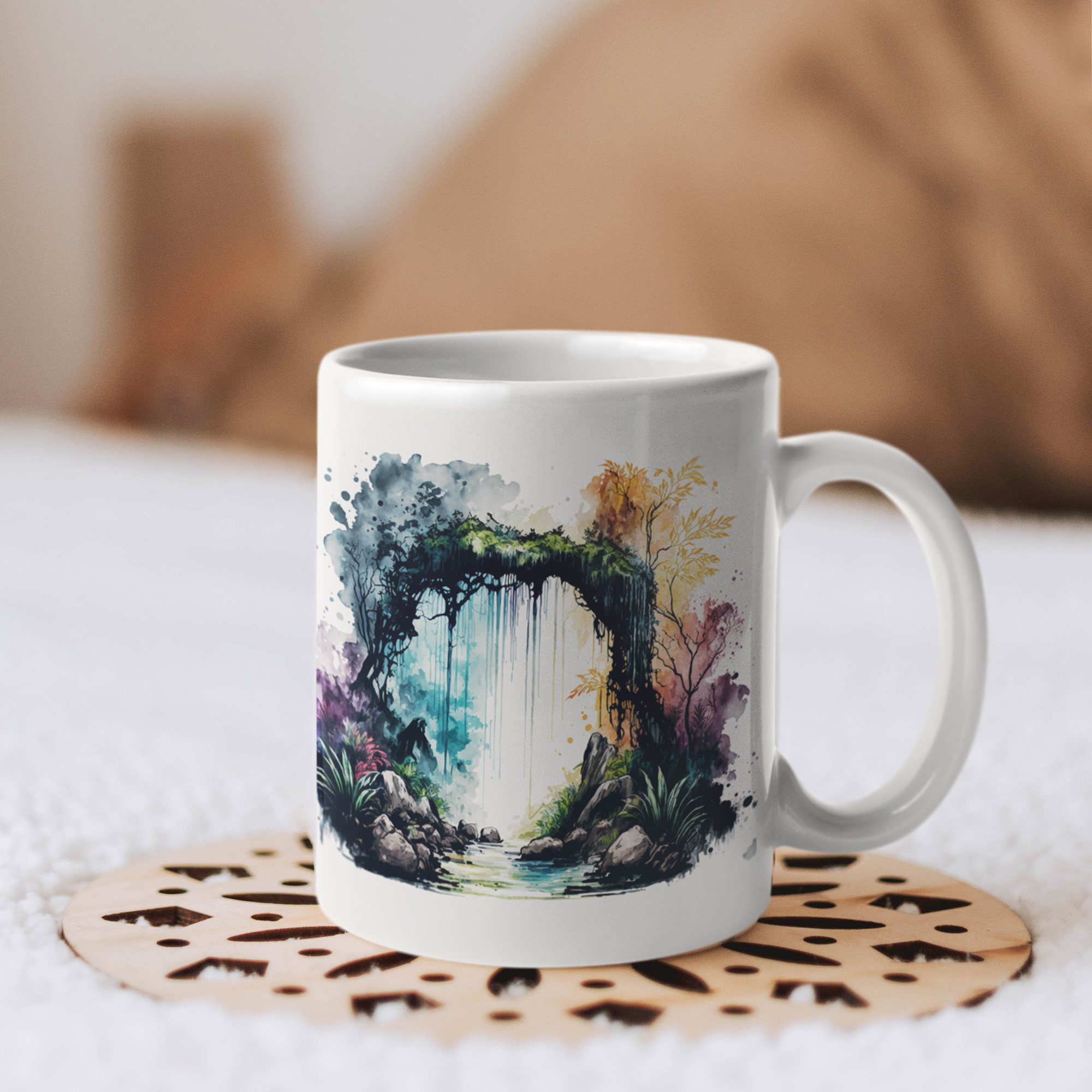 Watercolor Jungle Cruise Ceramic Mug | Ai Illustration Mug | Suluboya | Tabletop Game Accessories | DnD Coffee | RPG D&D gifts | Fantasy Art