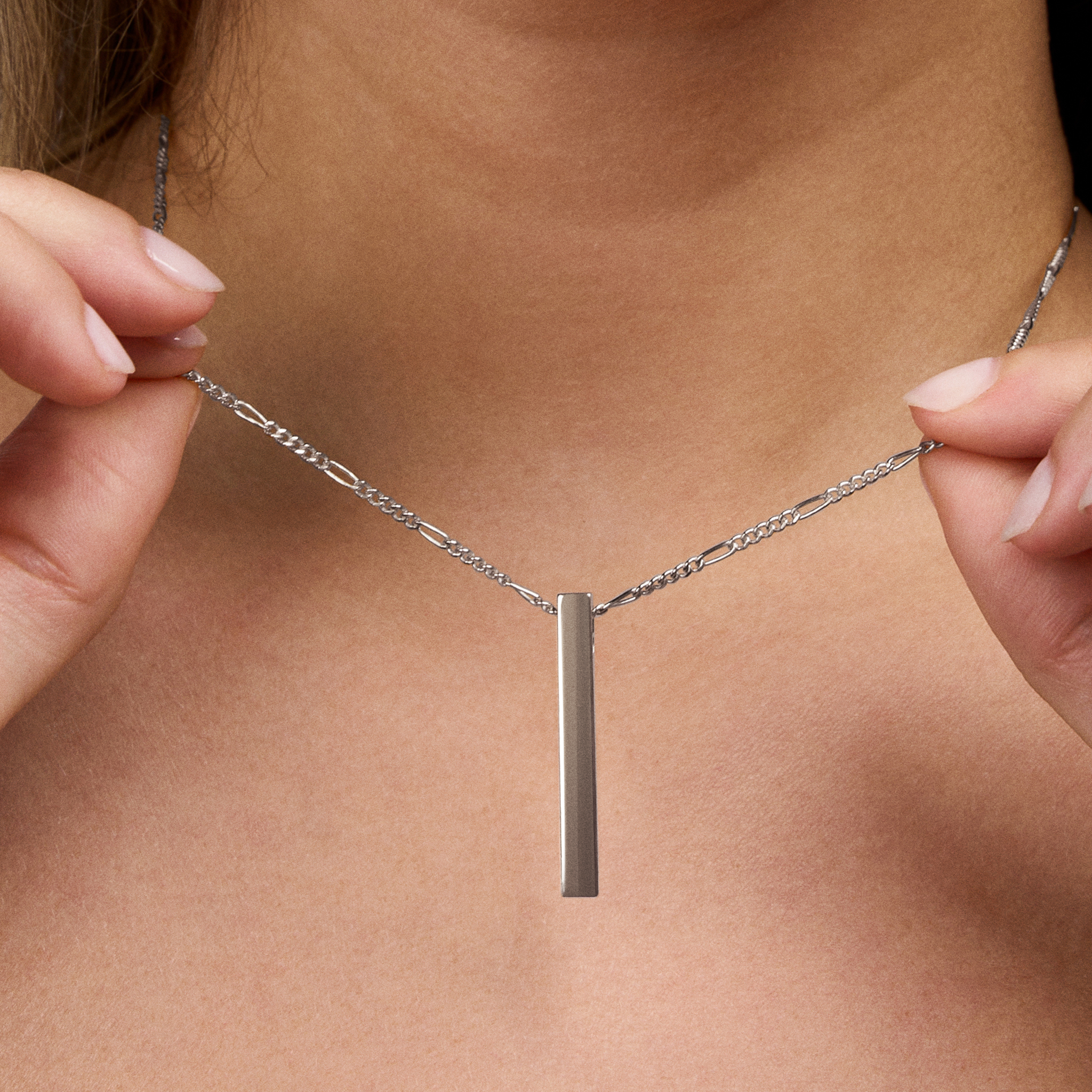 "He's the God of the DID"  Vertical Name Bar Necklace with Engraving – One Size, Stainless Steel