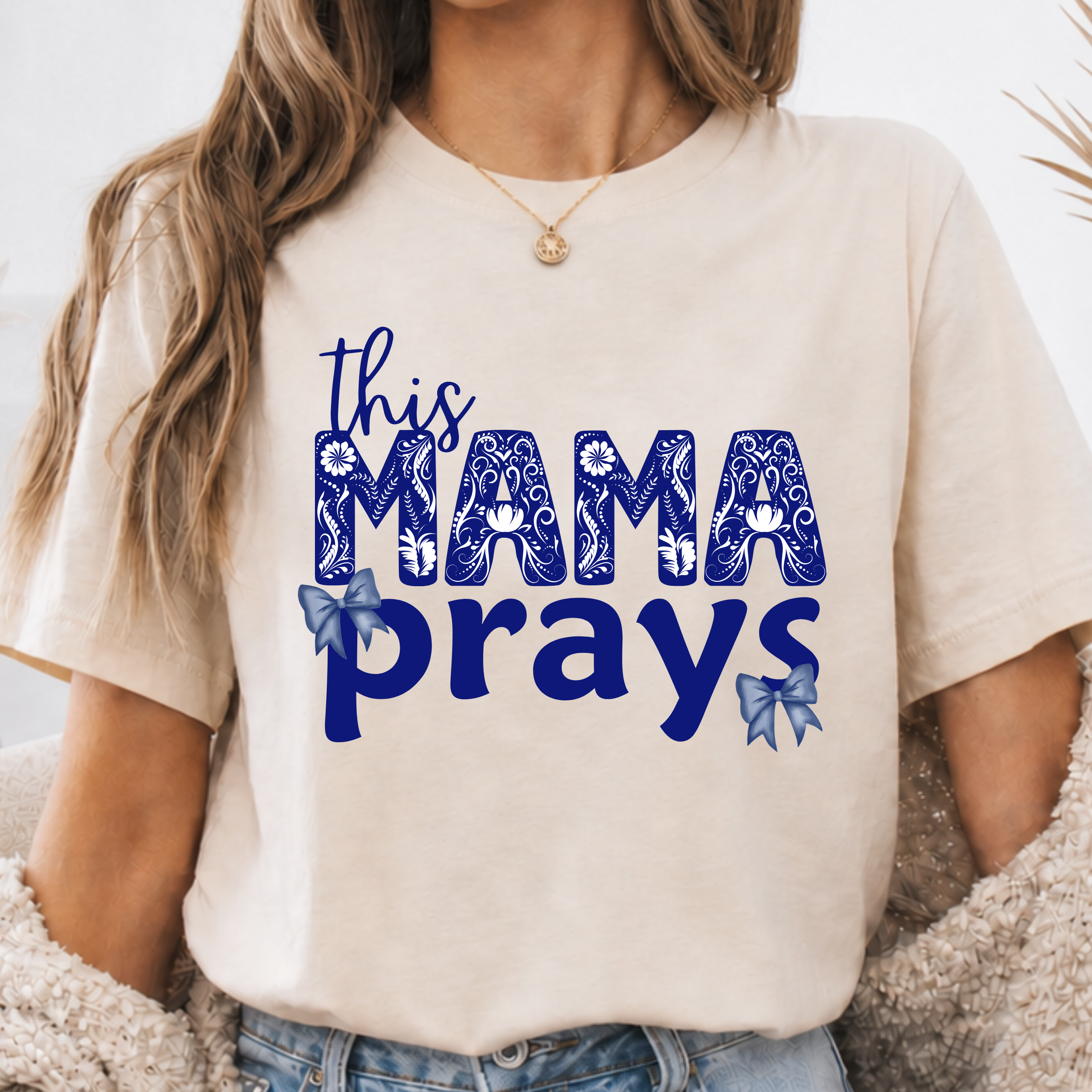 Comfort Colors This Mama Prays Shirt, Coquette Mom Shirt, New Mom Gift, Bible Verse Baby Shower Gift, Triche Treasures – Image 2