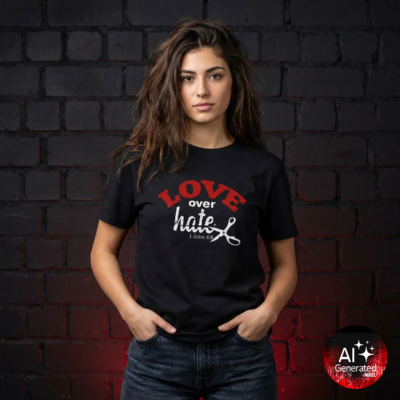 Love Over Hate Christian faith t-shirt