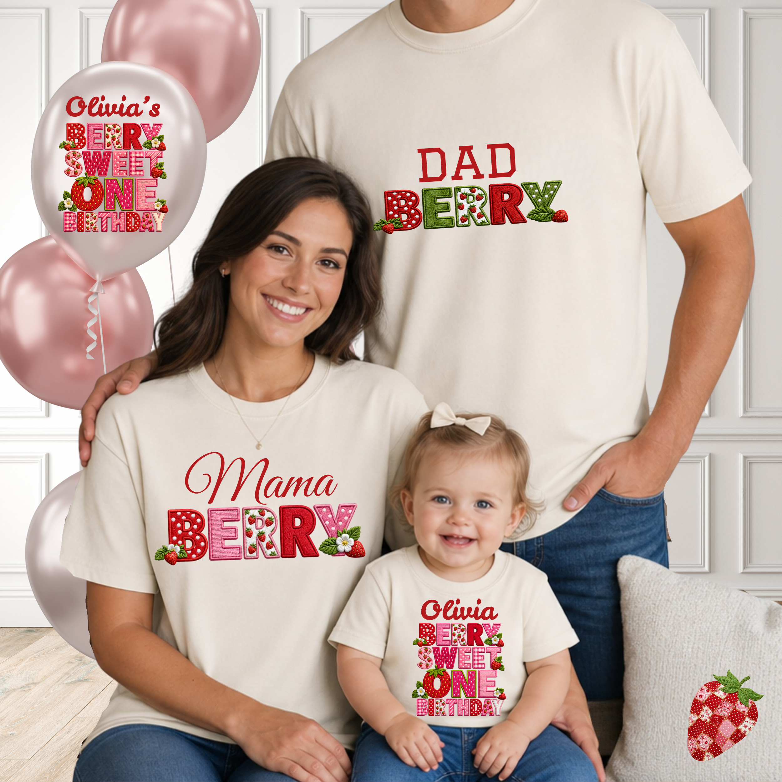 Comfort Colors Personalized Berry Sweet One Shirts, Custom Name 1st Birthday Family Tees, Mom and Dad Matching Outfits, Triche Treasures
