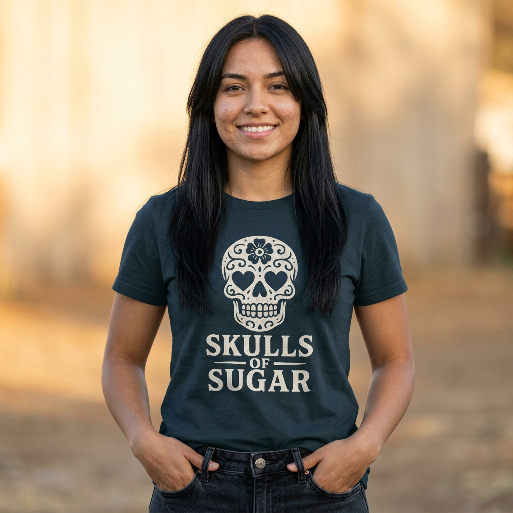 Sugar Skull T-Shirt – 'Skulls of Sugar' Day of the Dead Graphic Tee