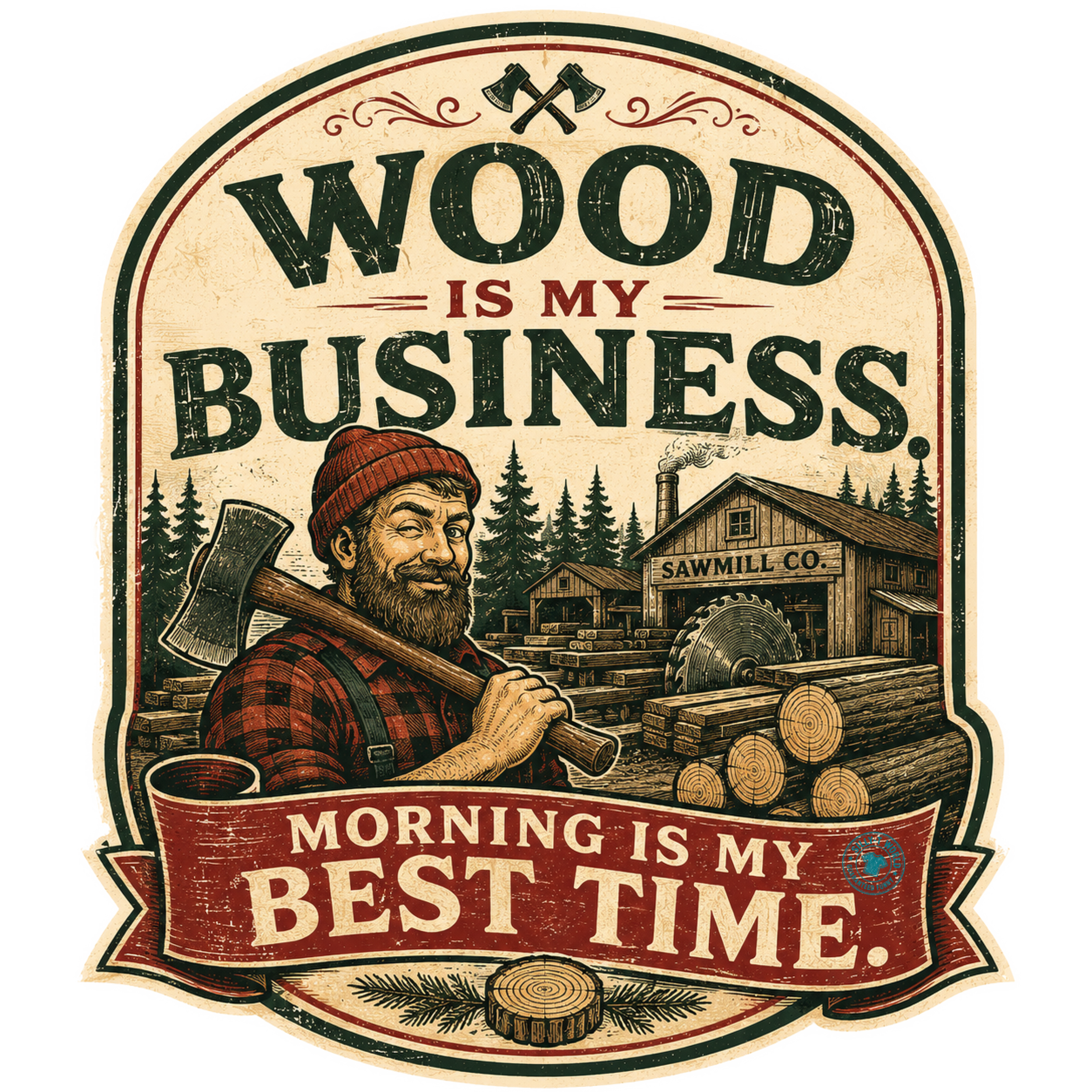 Wood Is My Business Funny Lumberjack Pun T-Shirt