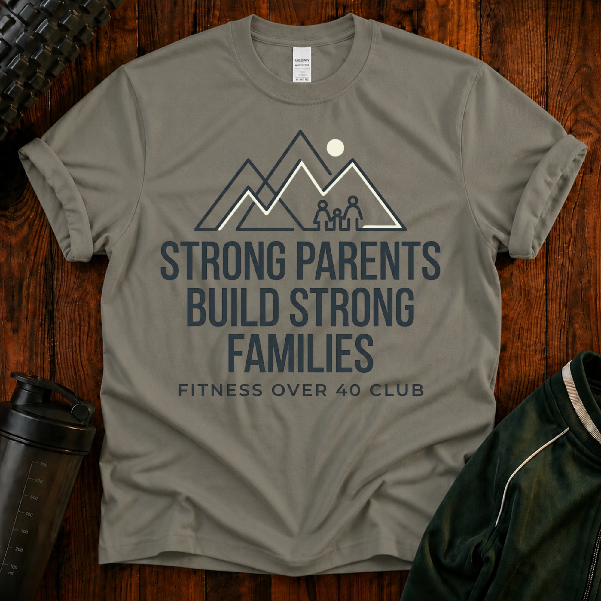 Strong Parents Build Strong Families T-Shirt – Heather Military Green, L
