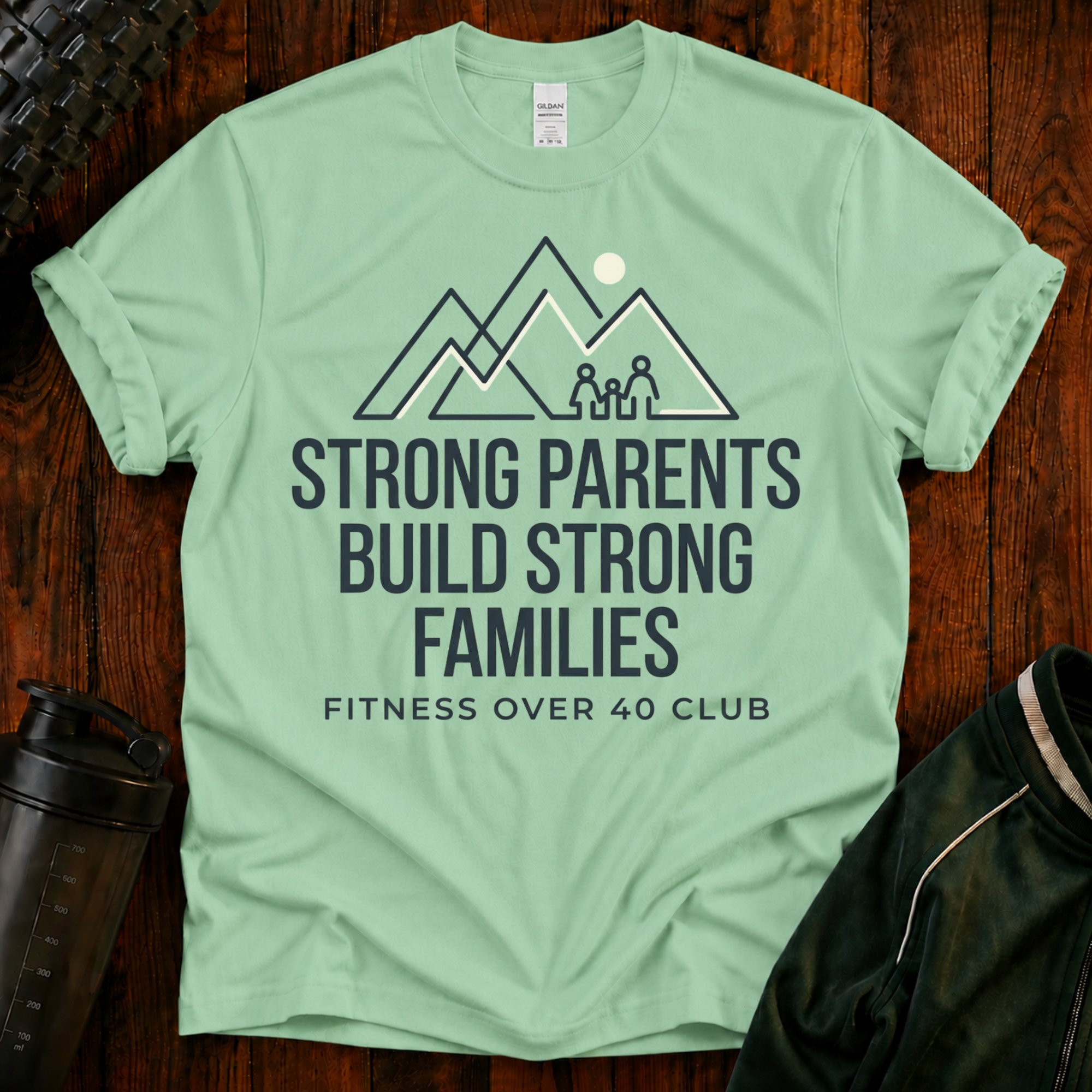 Strong Parents Build Strong Families T-Shirt – Mint Green, L