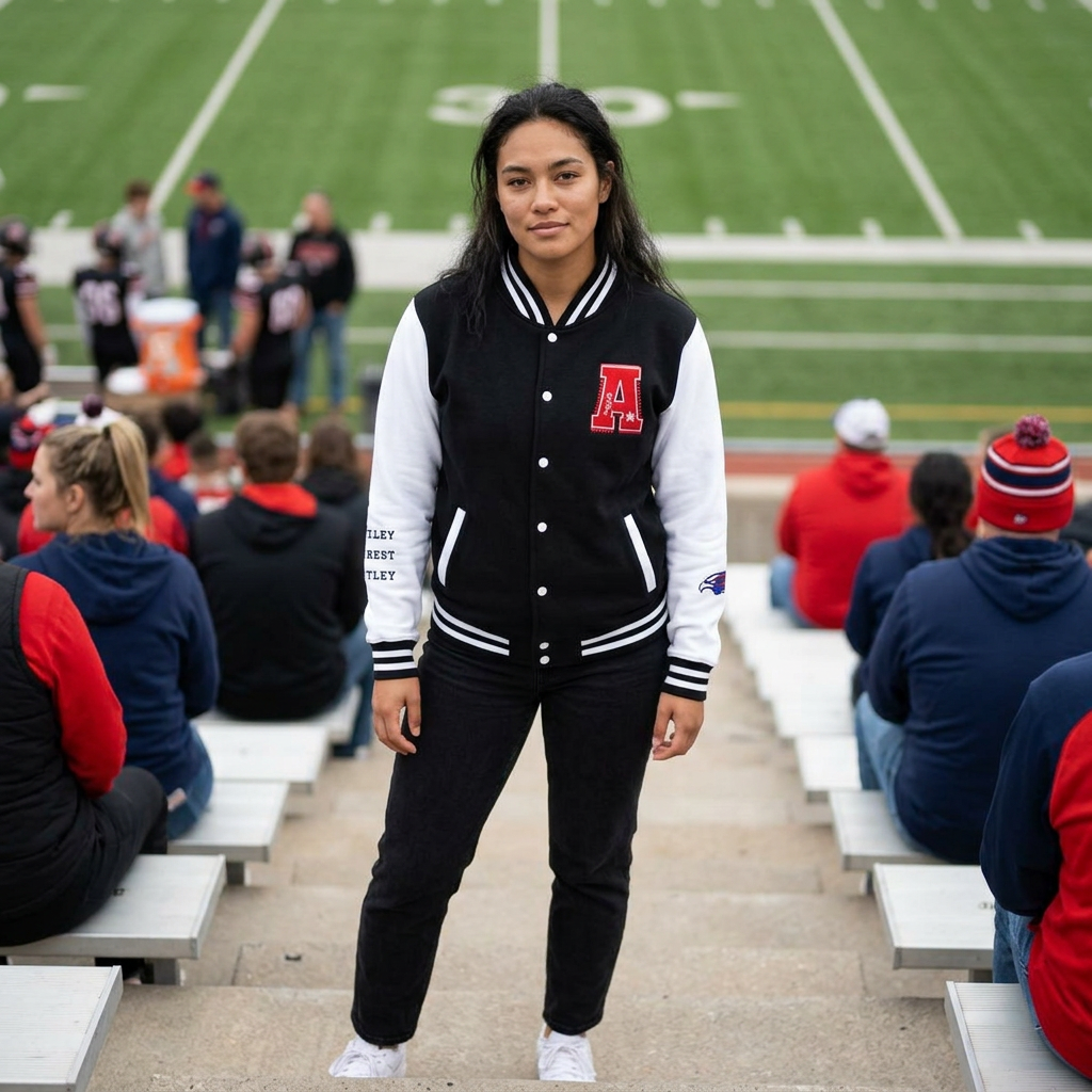 Letterman Jacket - Legacy Redhawks Varsity Baseball-style Bomber