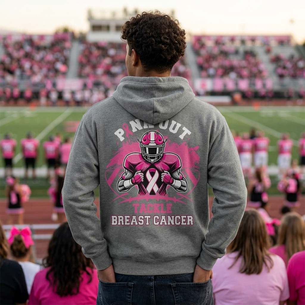 Pink Out Breast Cancer Awareness Hoodie - Tackle Breast Cancer