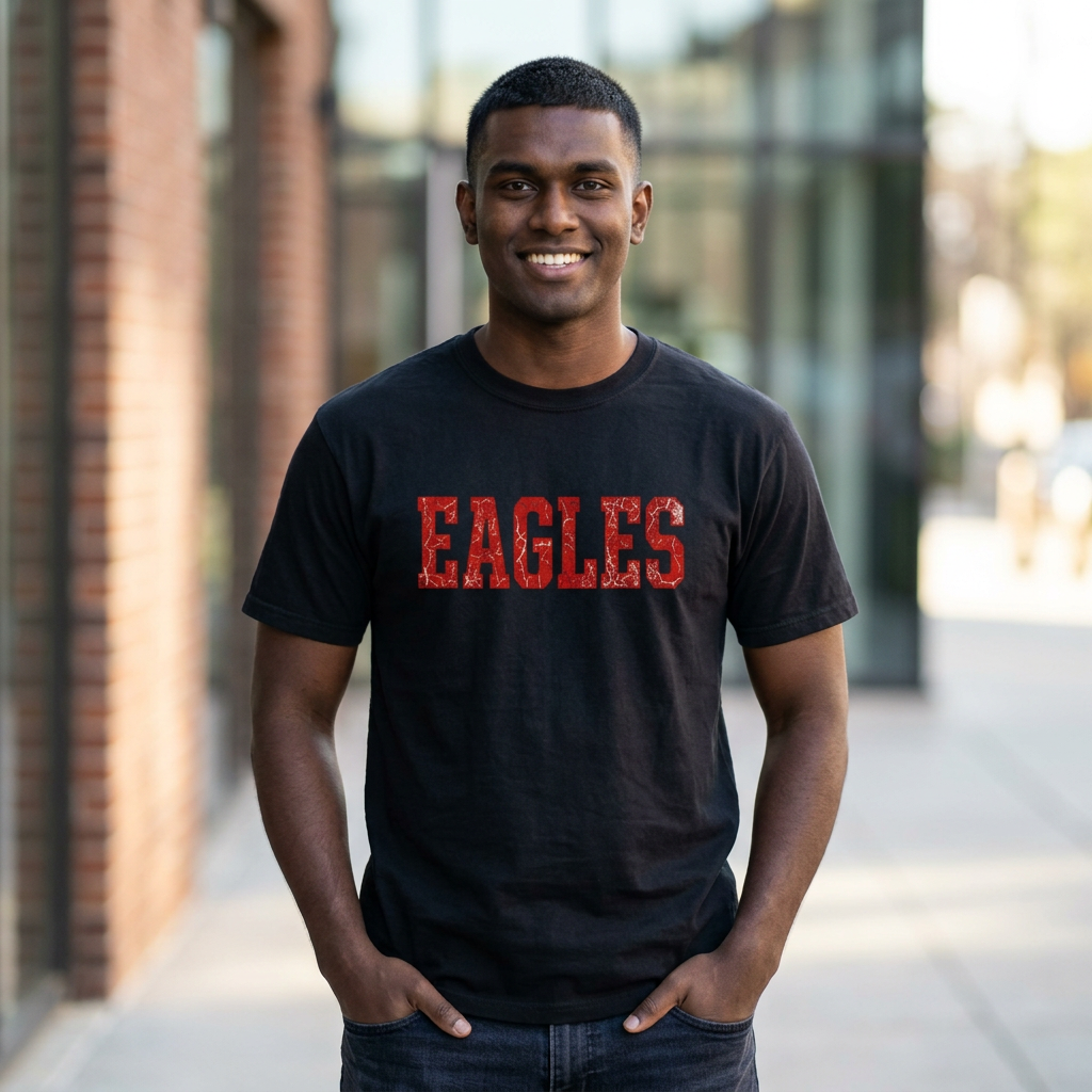 Eagles Vintage College T‑Shirt — Retro Red Lettering