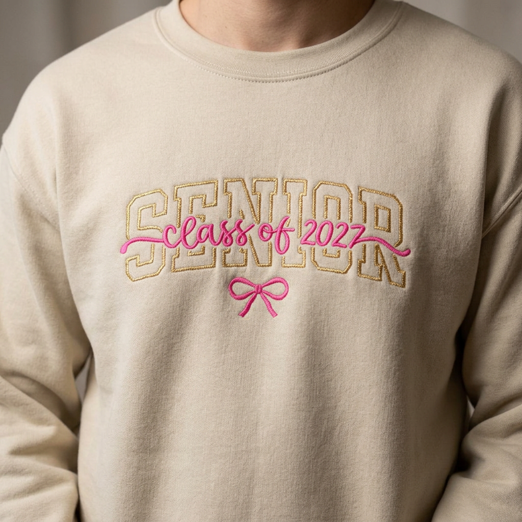 Senior Class of 2024 bow sweatshirt | Graduating Senior crewneck - Sleeve Personalization 