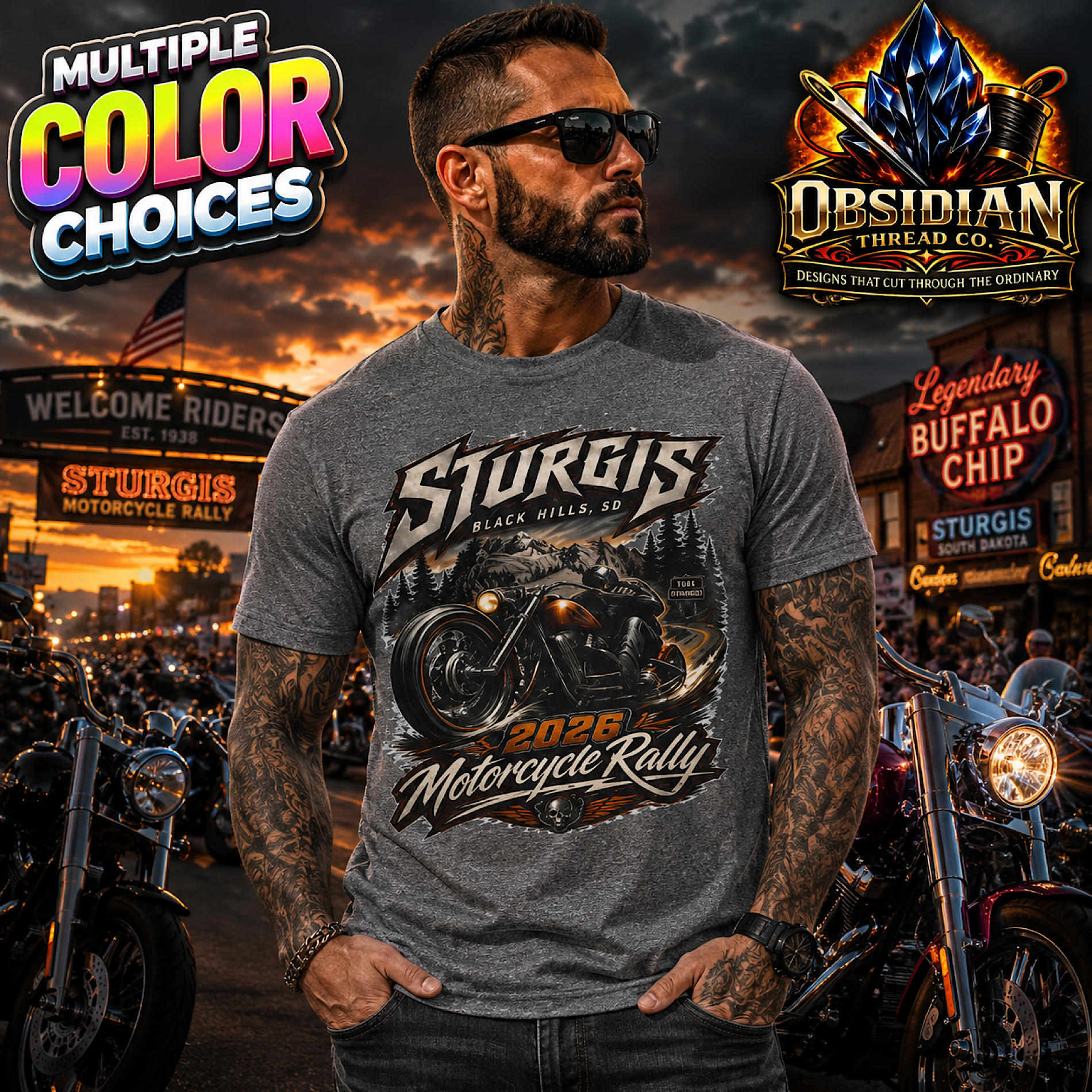 Sturgis 2026 Shirt Motorcycle Rally Biker Black Hills South Dakota Bike Week color preview 4