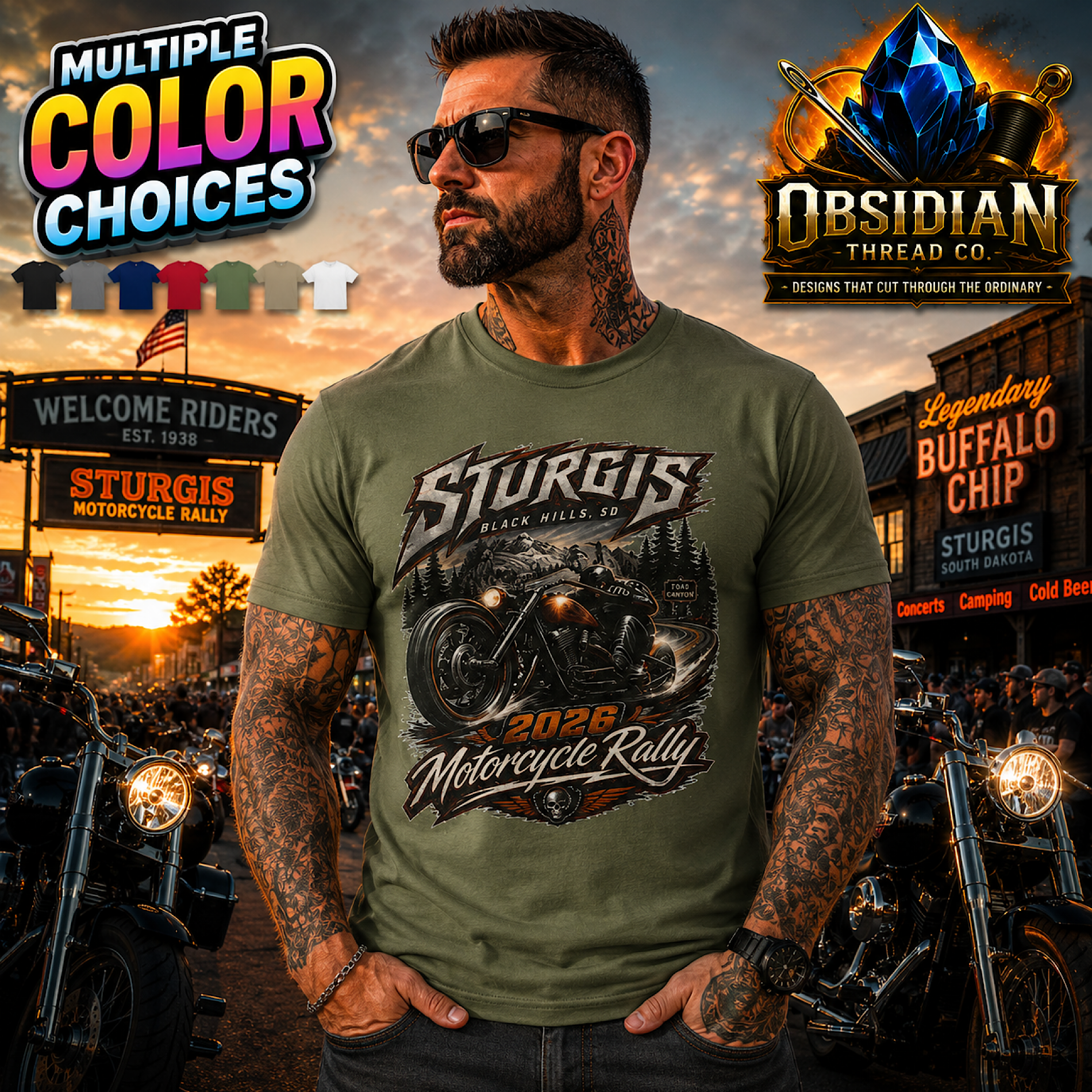 Sturgis 2026 Shirt Motorcycle Rally Biker Black Hills South Dakota Bike Week color preview 3
