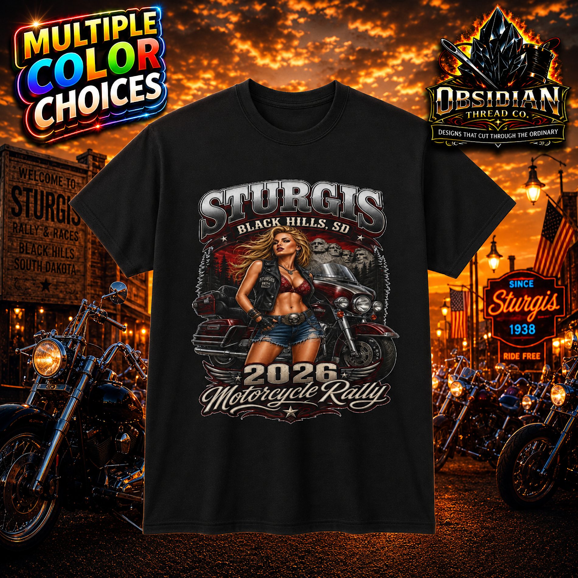 Sturgis 2026 Shirt Motorcycle Rally Black Hills South Dakota Bike Tee No Harley color preview 4