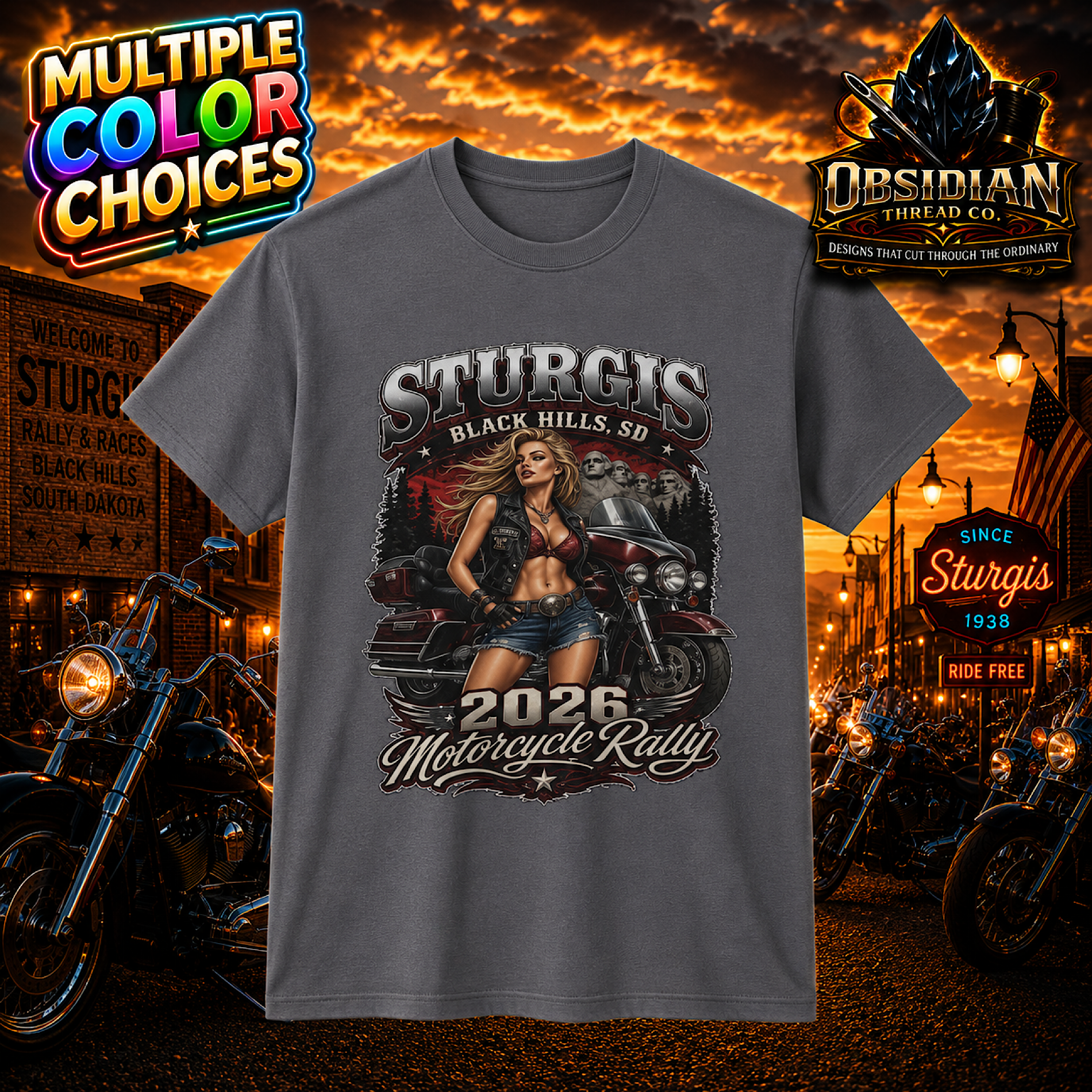 Sturgis 2026 Shirt Motorcycle Rally Black Hills South Dakota Bike Tee No Harley color preview 2