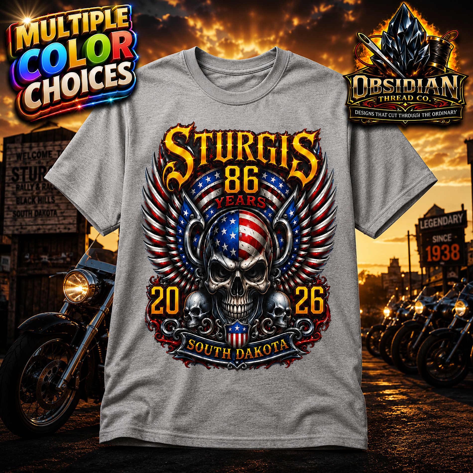 Sturgis 2026 Shirt 86th Motorcycle Rally Black Hills South Dakota Biker Tee color preview 4