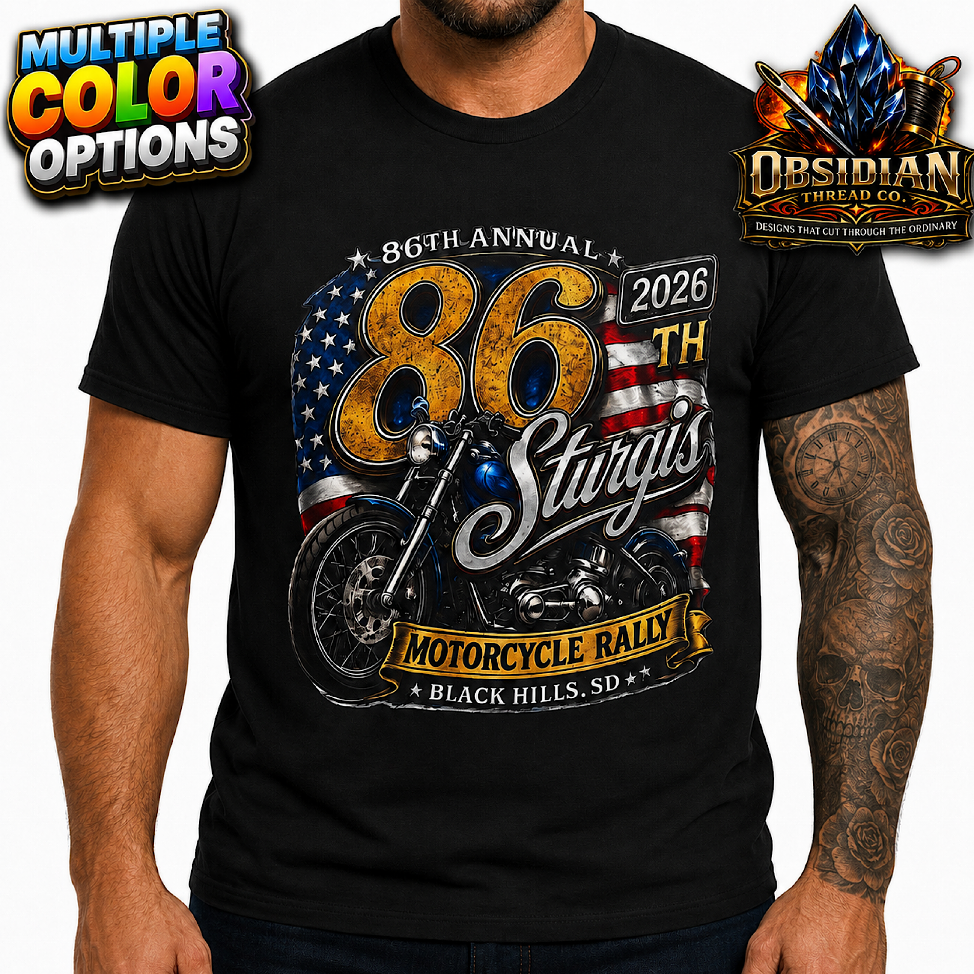 Sturgis 2026 86th Annual Black Hills Motorcycle Rally Patriotic Shirt No Harley product preview