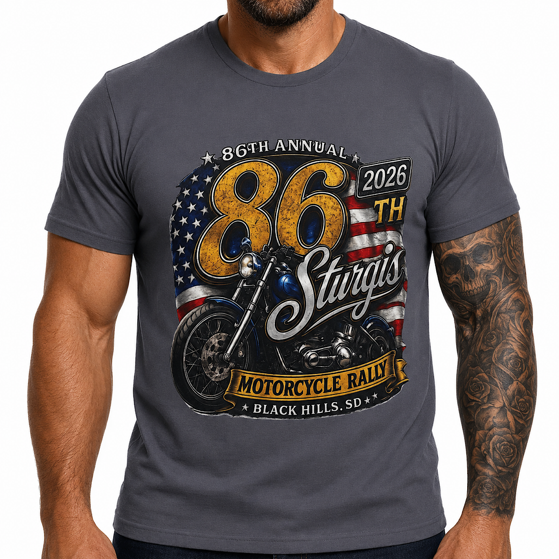 Sturgis 2026 86th Annual Black Hills Motorcycle Rally Patriotic Shirt No Harley color preview 2
