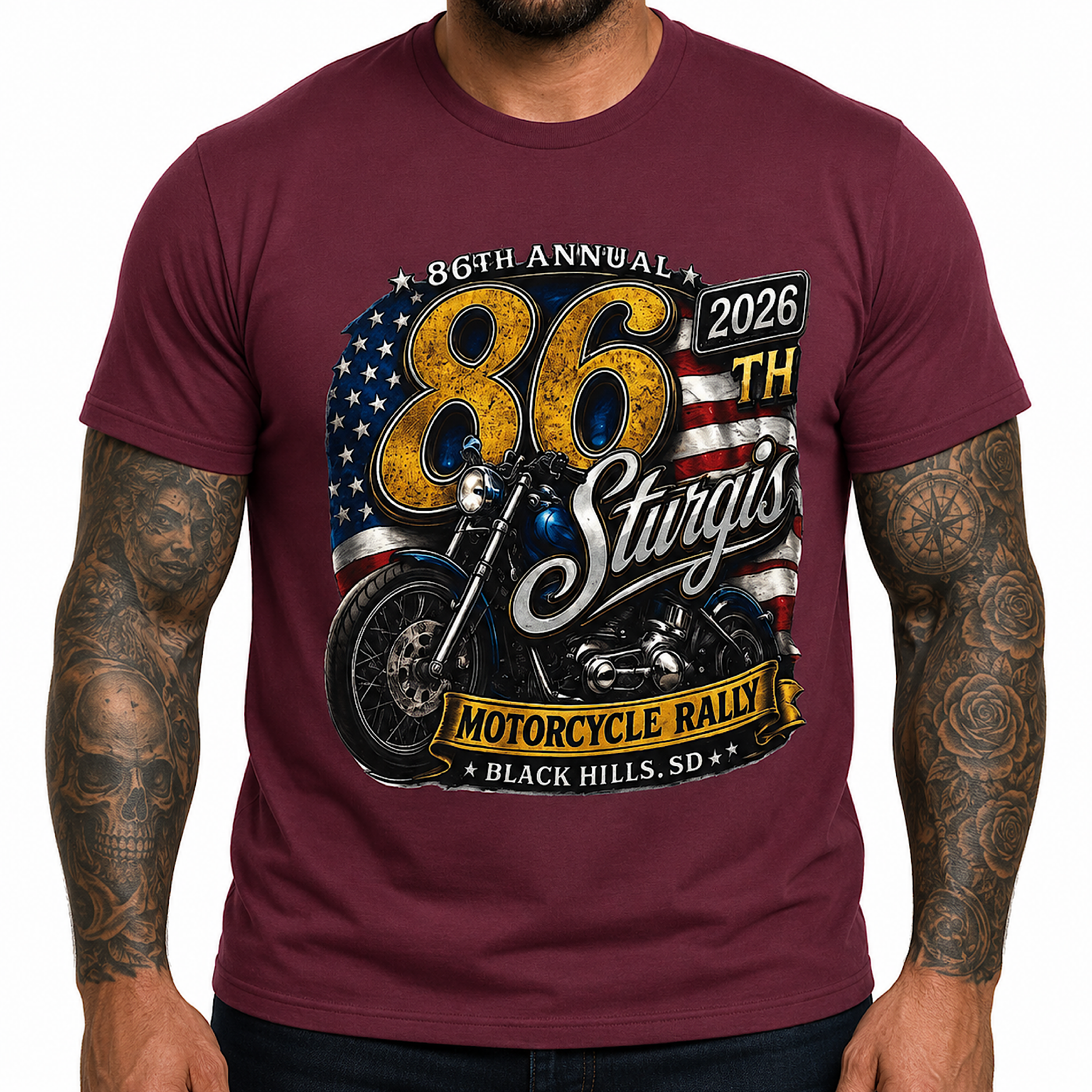 Sturgis 2026 86th Annual Black Hills Motorcycle Rally Patriotic Shirt No Harley color preview 3