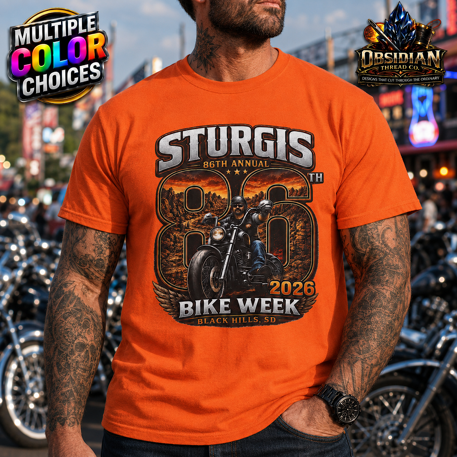 Sturgis Bike Week 2026 86th Annual Black Hills Motorcycle Rally Shirt No Harley color preview 3