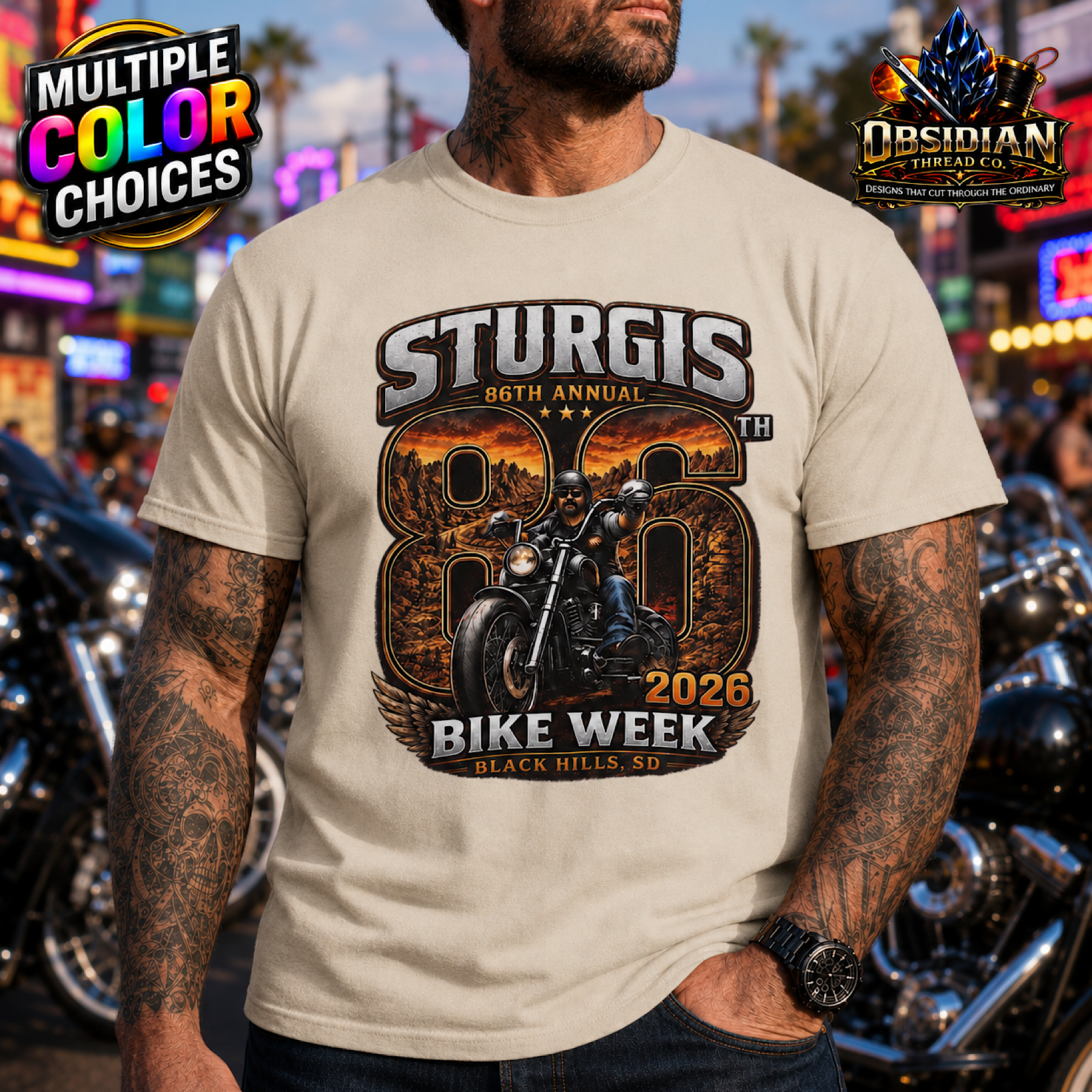 Sturgis Bike Week 2026 86th Annual Black Hills Motorcycle Rally Shirt No Harley color preview 4