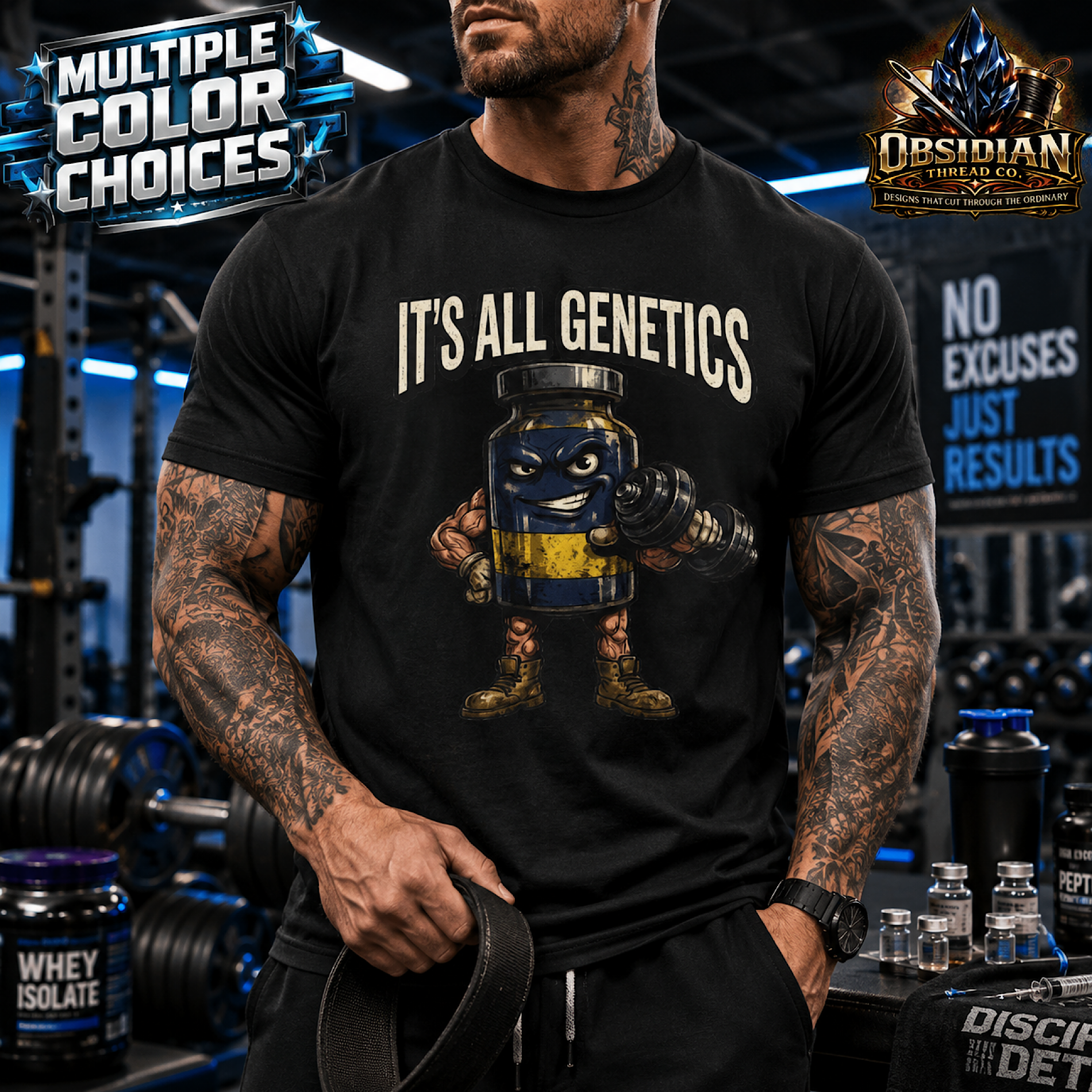Its All Genetics Gym Shirt Fitness Peptide Workout Bodybuilding Weightlifting T product preview
