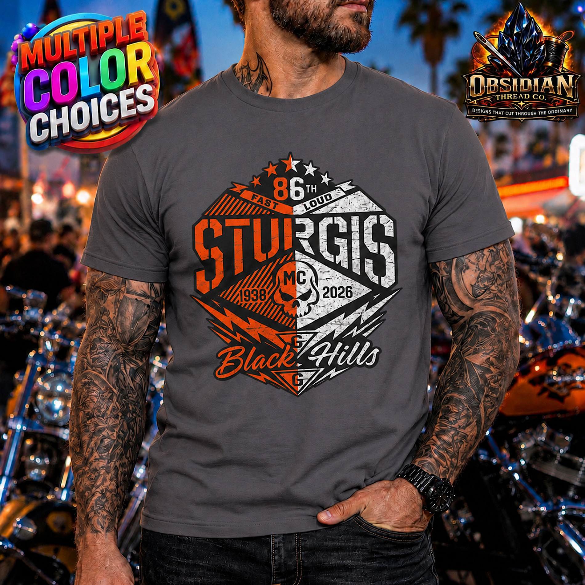 Sturgis 2026 Bike Week Shirt 86th Rally Black Hills SD Biker Motorcycle Tee color preview 3