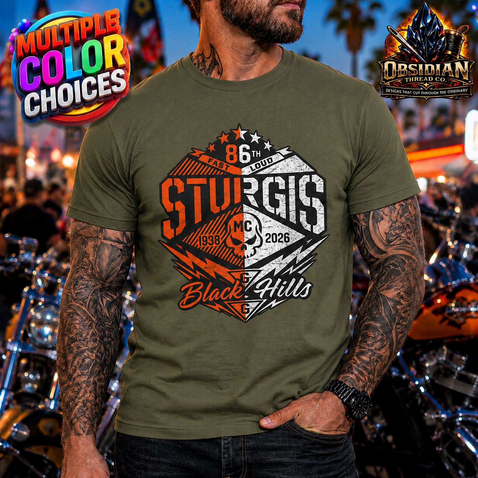 Sturgis 2026 Bike Week Shirt 86th Rally Black Hills SD Biker Motorcycle Tee color preview 2