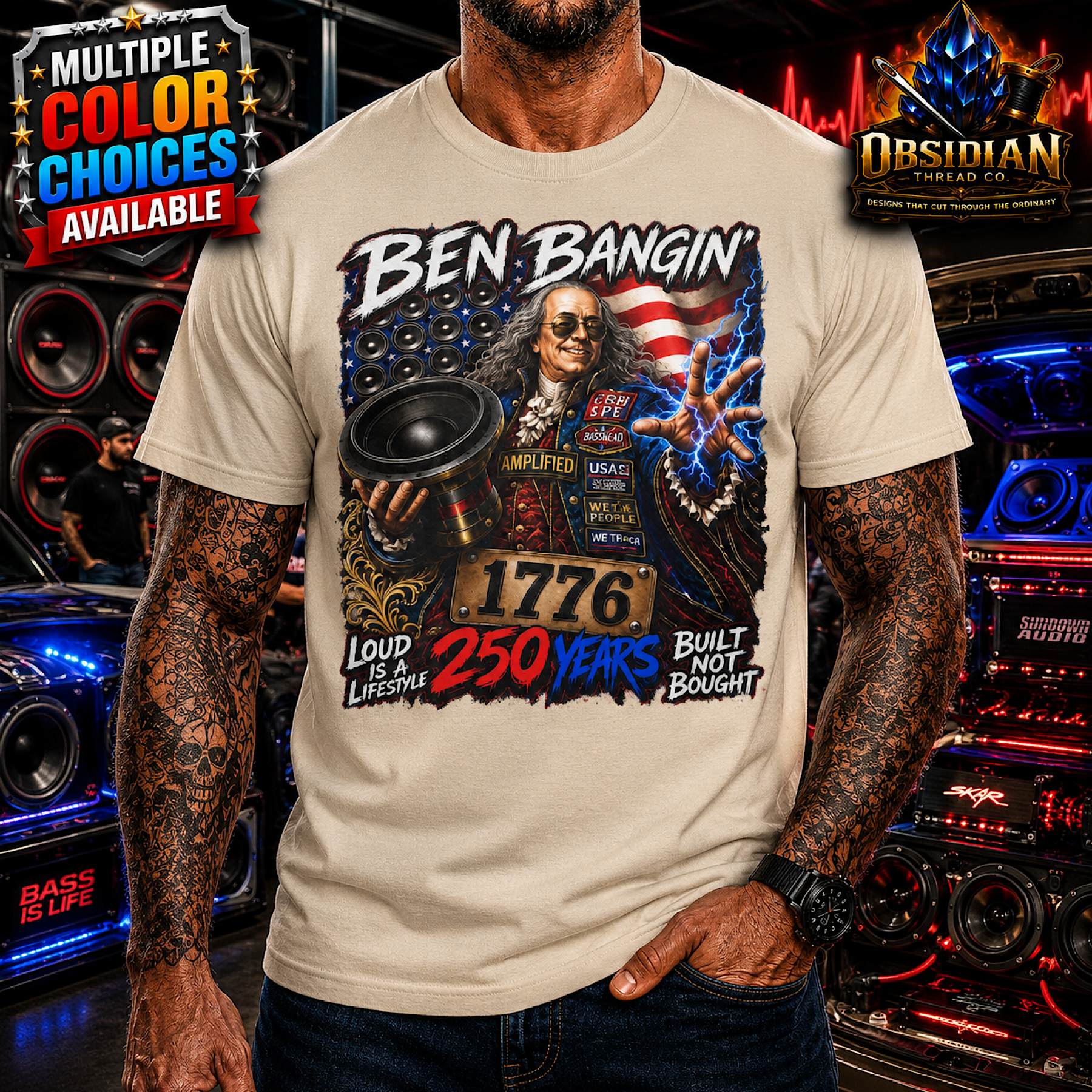 Ben Bangin Basshead Car Audio Subwoofer Loud Lifestyle T-Shirt color preview 3
