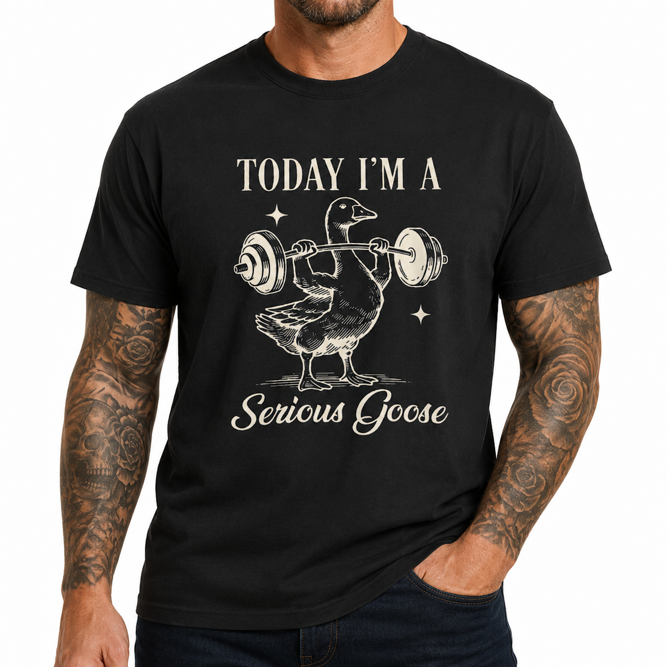 Today I’m a Serious Silly Goose Funny Weightlifting Gym Workout T-Shirt color preview 3