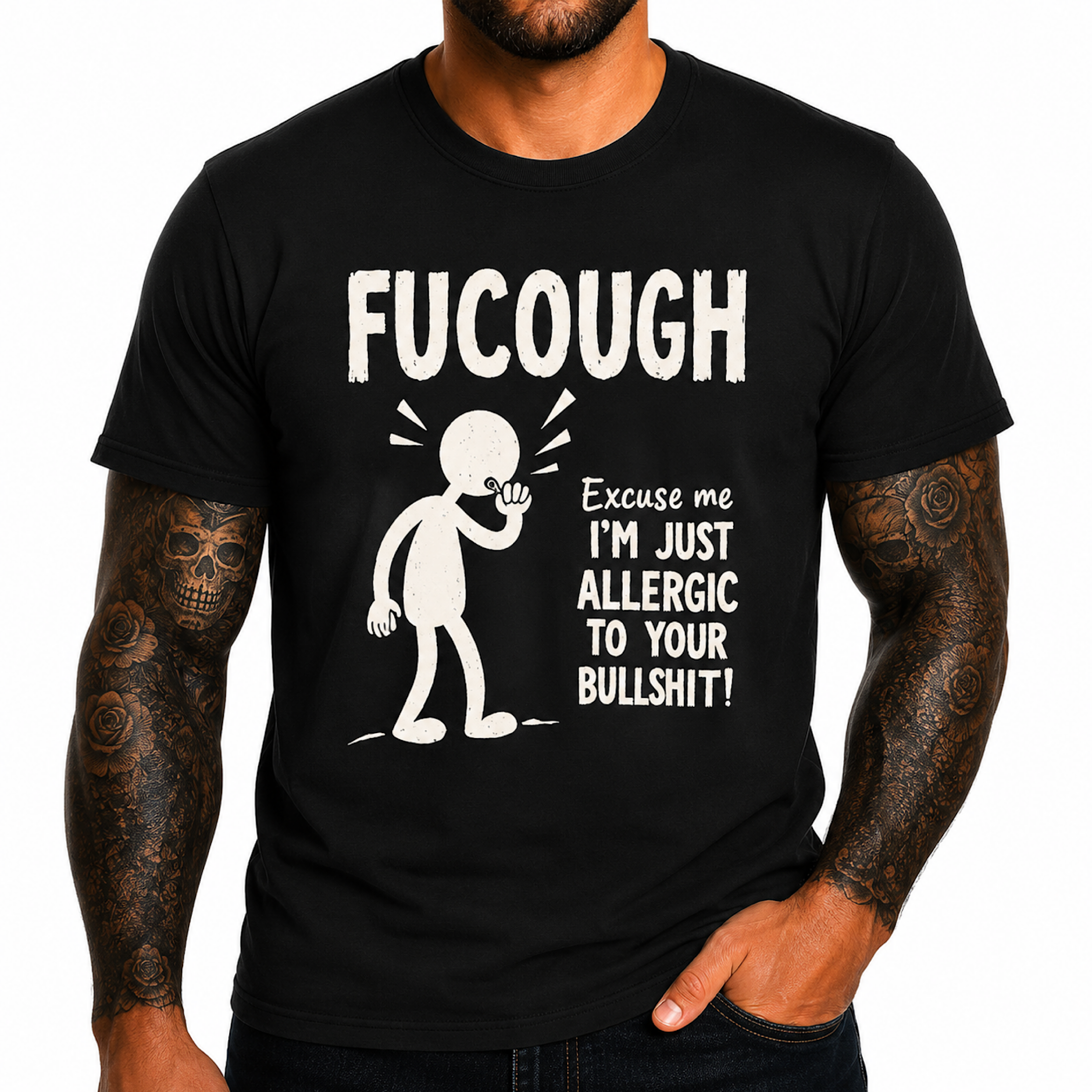Funny Fucough Excuse Me I’m Allergic to Your Bullshit T-Shirt Humor F Tee product preview