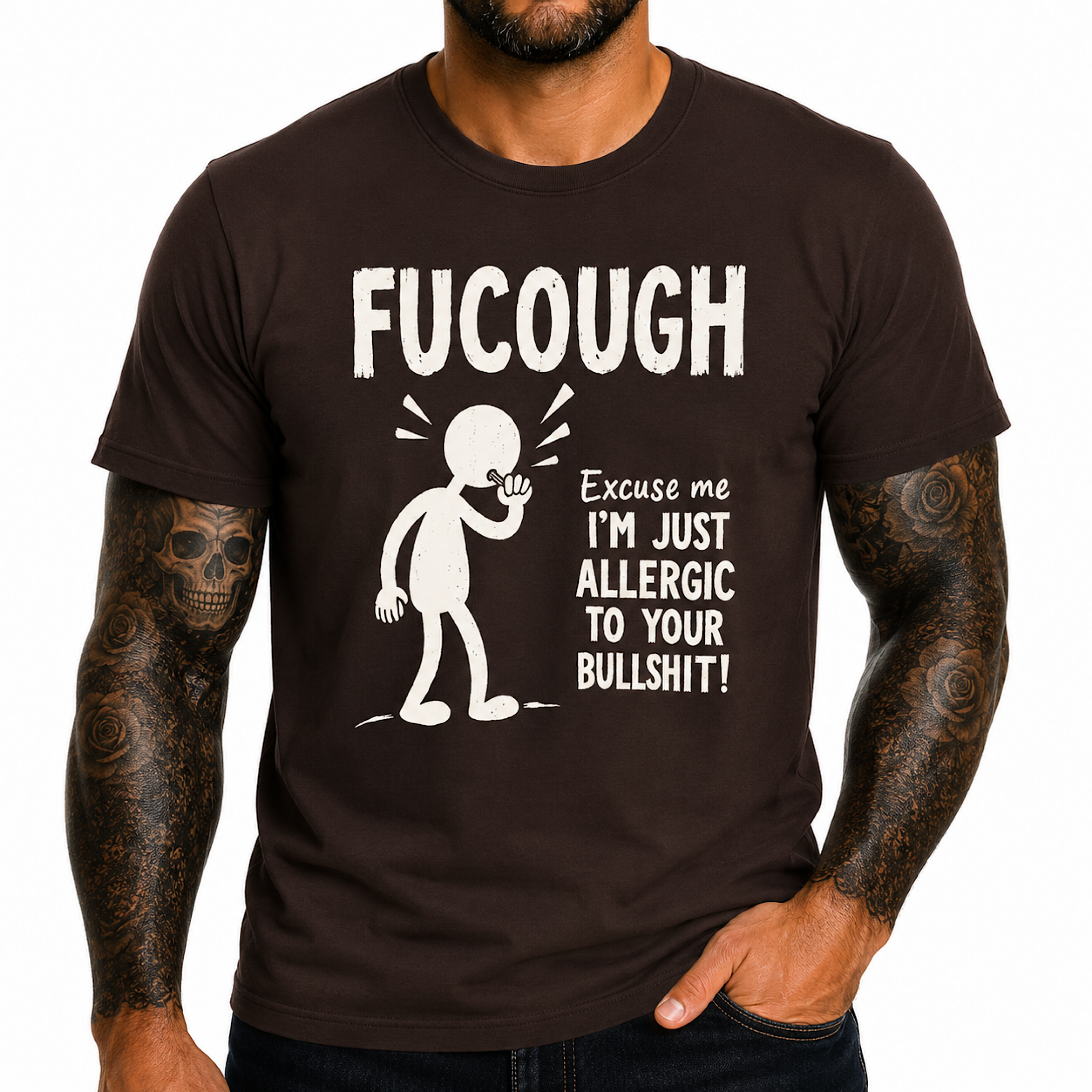 Funny Fucough Excuse Me I’m Allergic to Your Bullshit T-Shirt Humor F Tee color preview 2