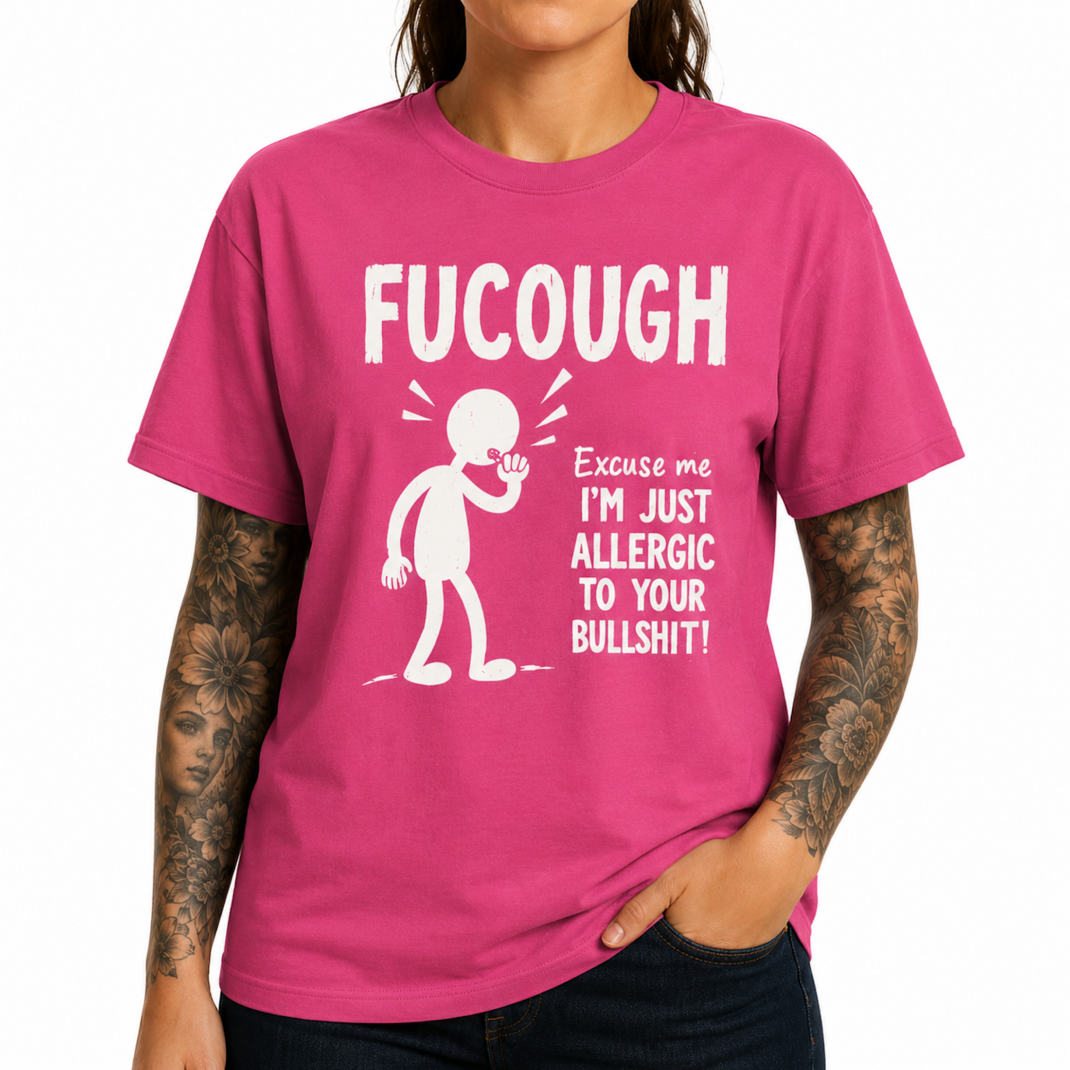 Funny Fucough Excuse Me I’m Allergic to Your Bullshit T-Shirt Humor F Tee color preview 4