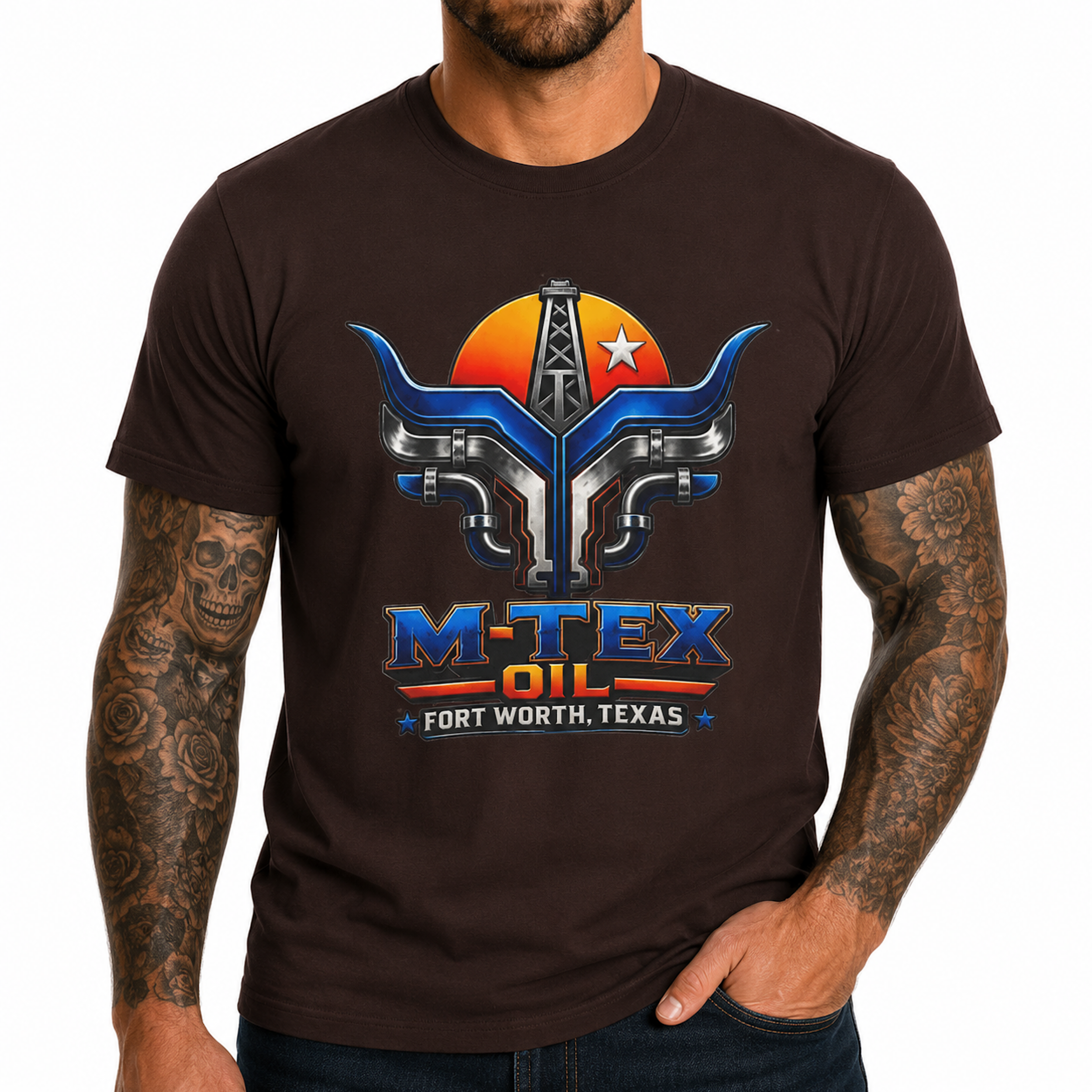 M-Tex Oil Company Landman CTT Oil Exploration & Cattle Texas T-Shirt Tee color preview 3