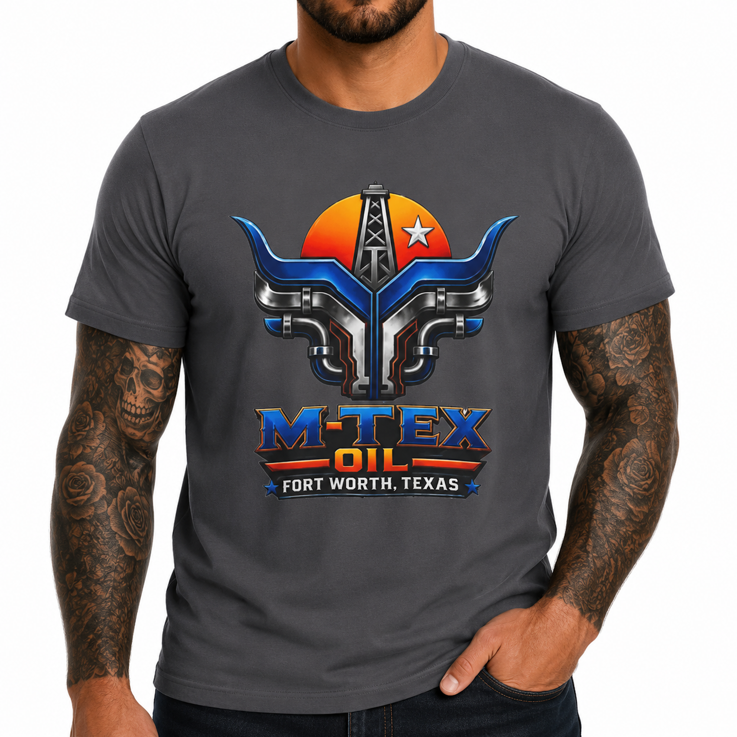 M-Tex Oil Company Landman CTT Oil Exploration & Cattle Texas T-Shirt Tee color preview 2