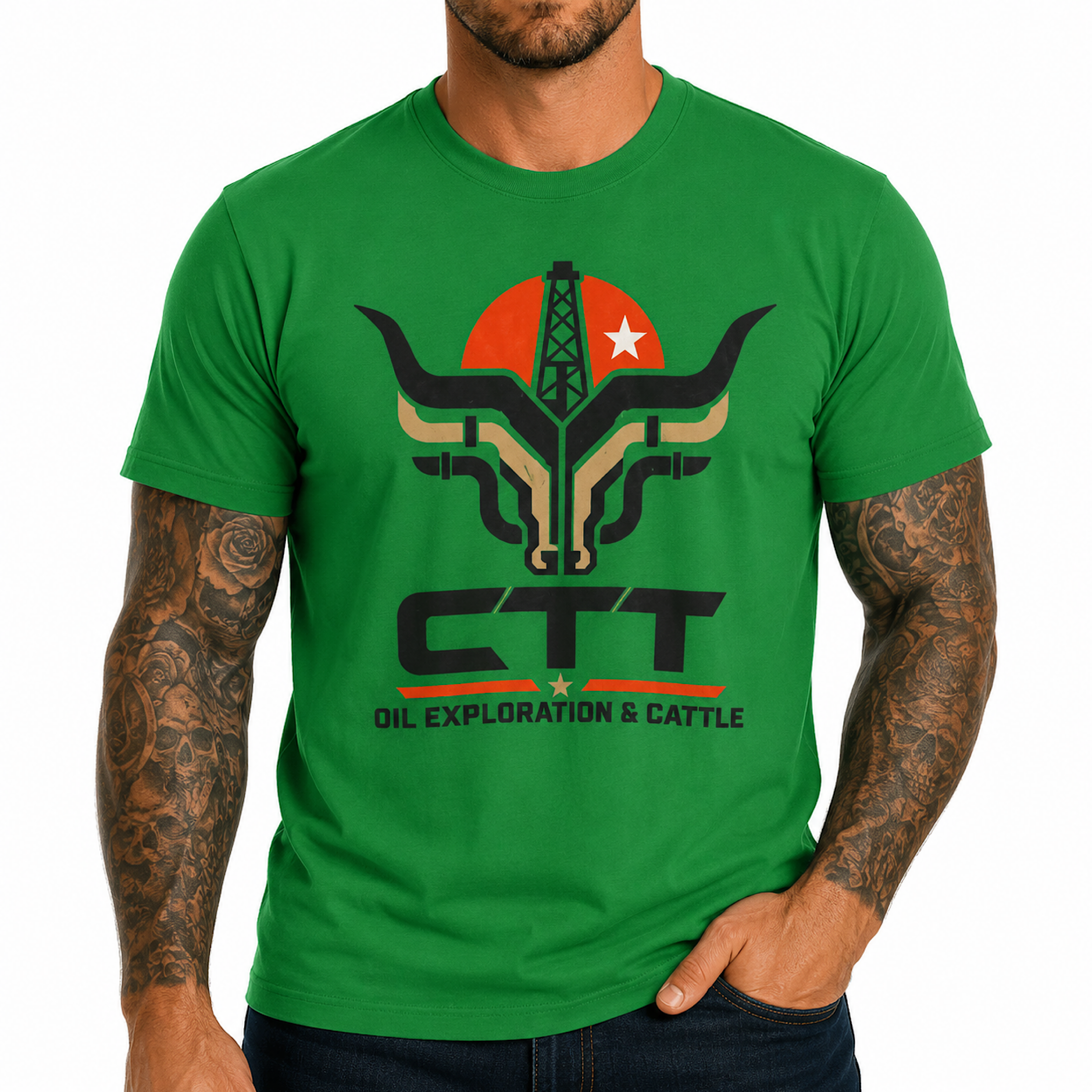 CTT Oil Exploration & Cattle Landman Shirt Texas Landman M-Tex Company Patch Cafe color preview 2