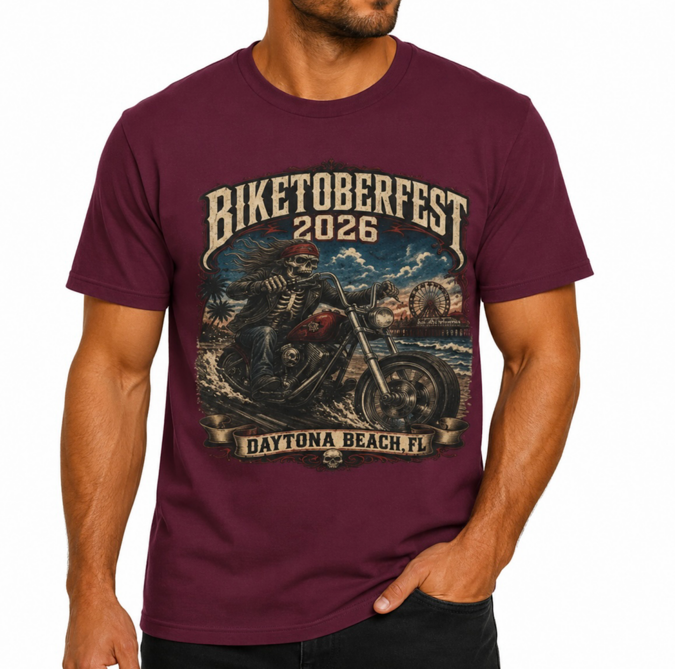 Biketoberfest 2026 Shirt Daytona Beach FL Halloween Biker Motorcycle Tee color preview 4