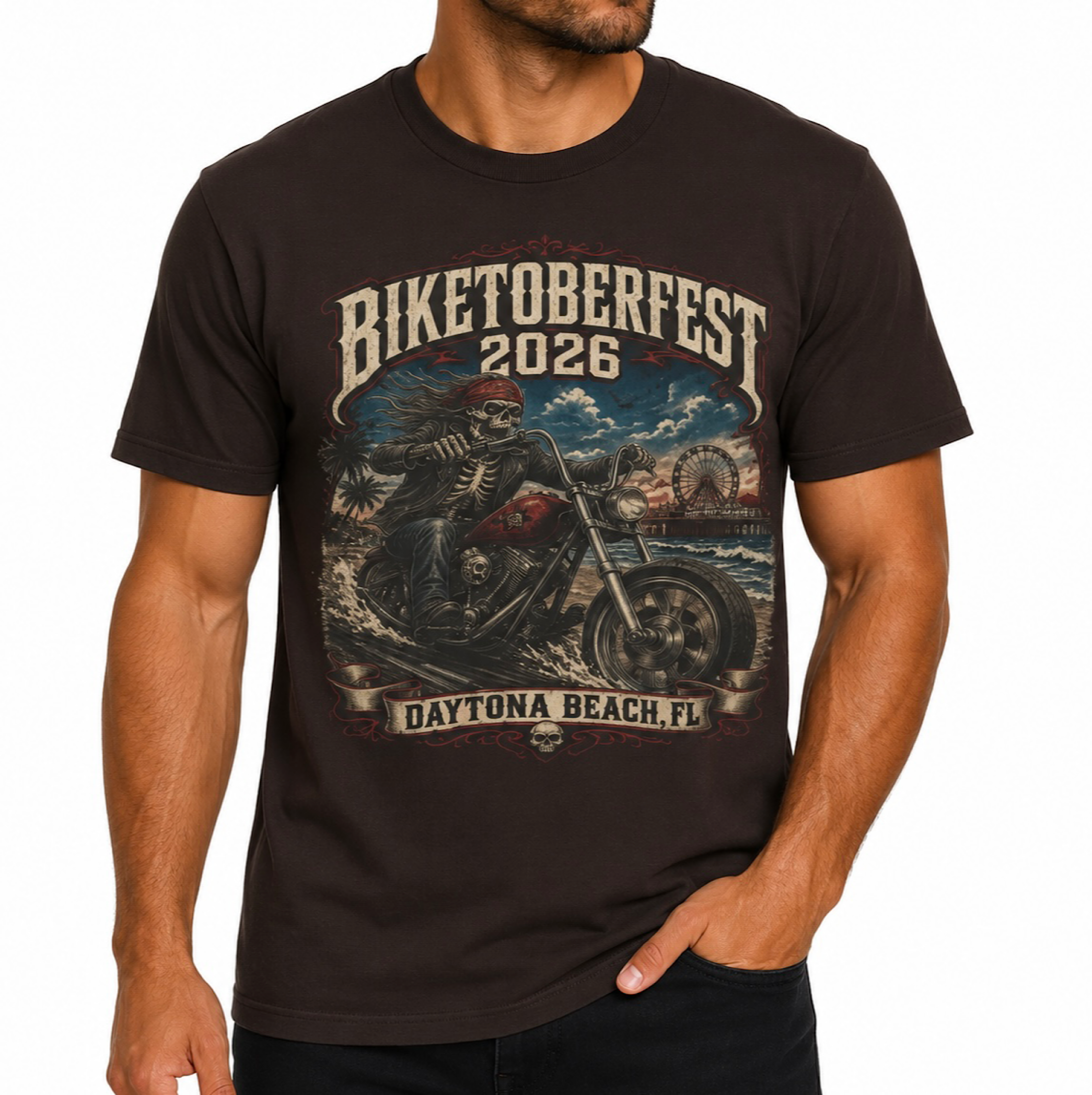 Biketoberfest 2026 Shirt Daytona Beach FL Halloween Biker Motorcycle Tee color preview 3