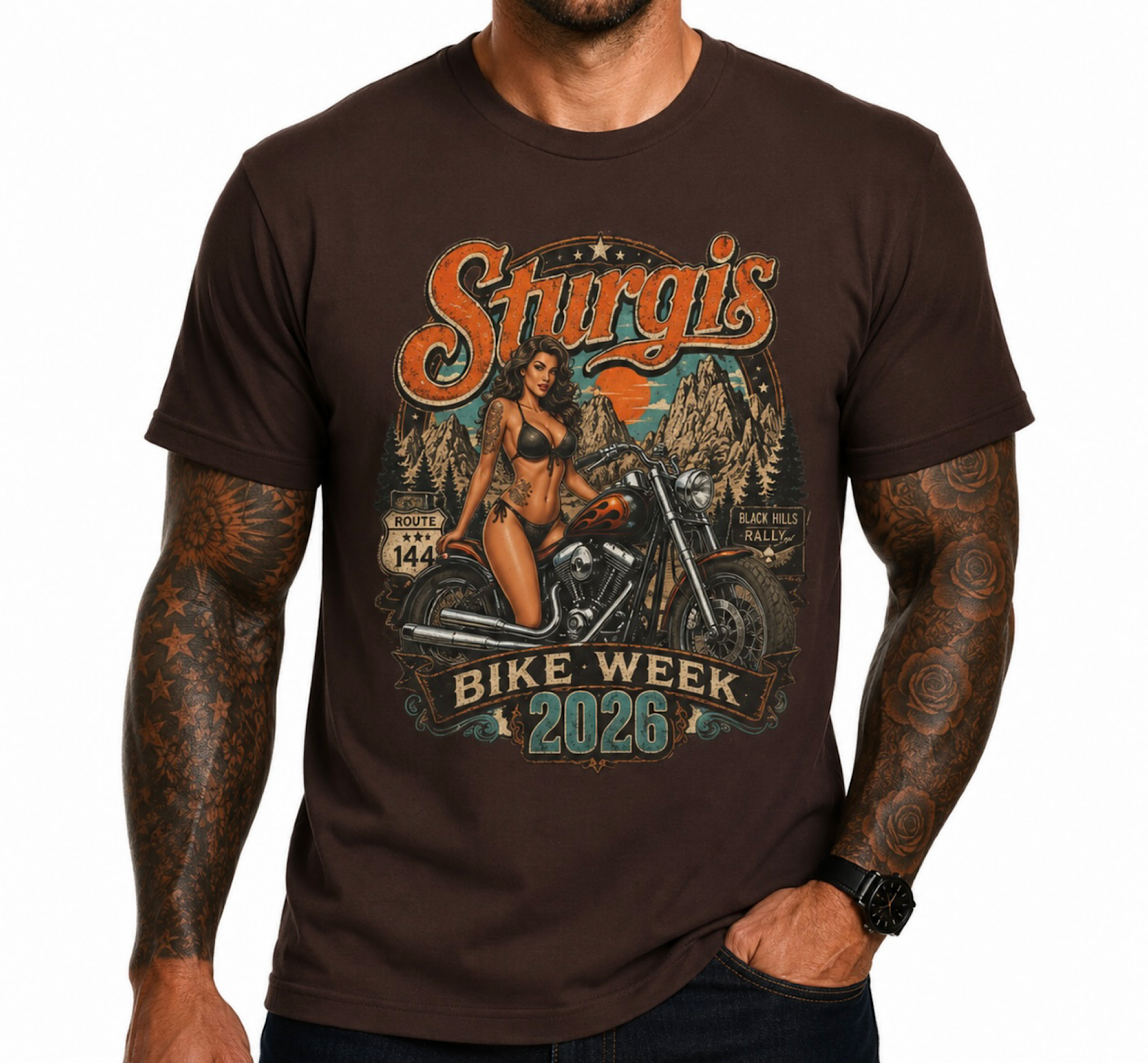     Vintage Sturgis 2026 Bike Week Shirt Black Hills SD Motorcycle Tee  color preview 4