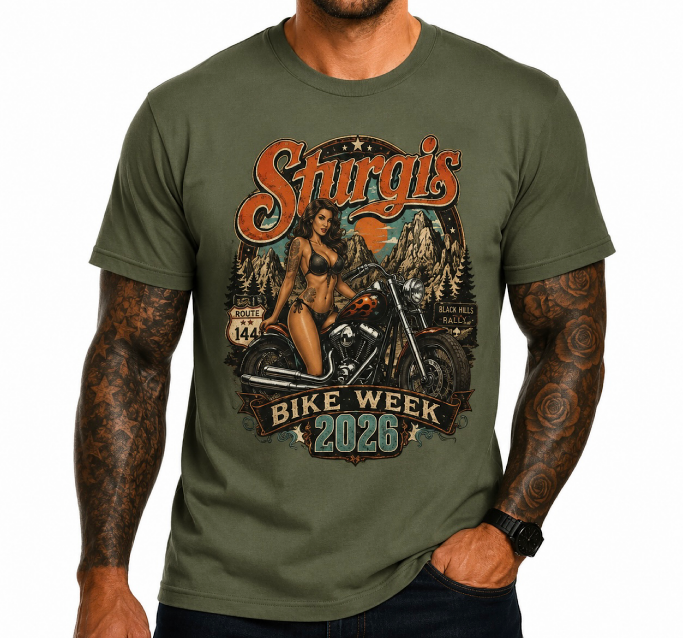     Vintage Sturgis 2026 Bike Week Shirt Black Hills SD Motorcycle Tee  color preview 3