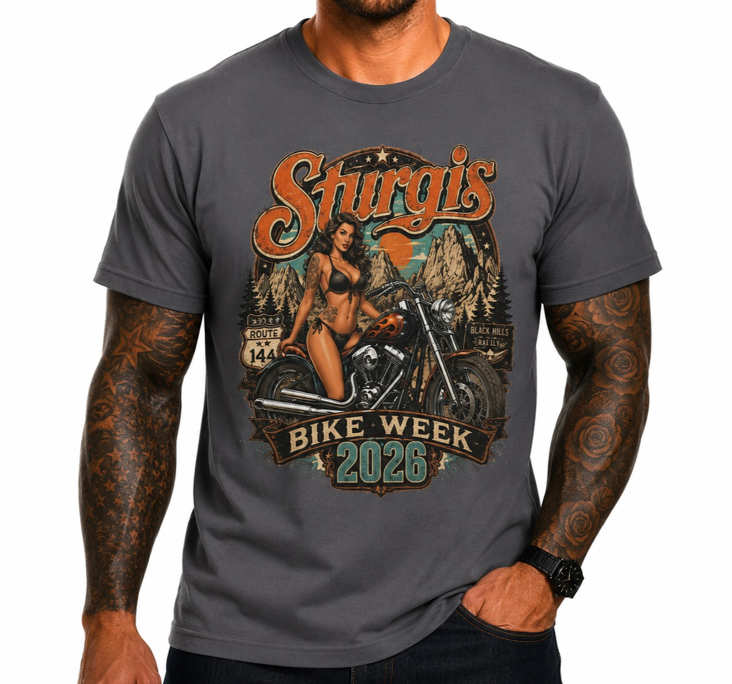     Vintage Sturgis 2026 Bike Week Shirt Black Hills SD Motorcycle Tee  color preview 2