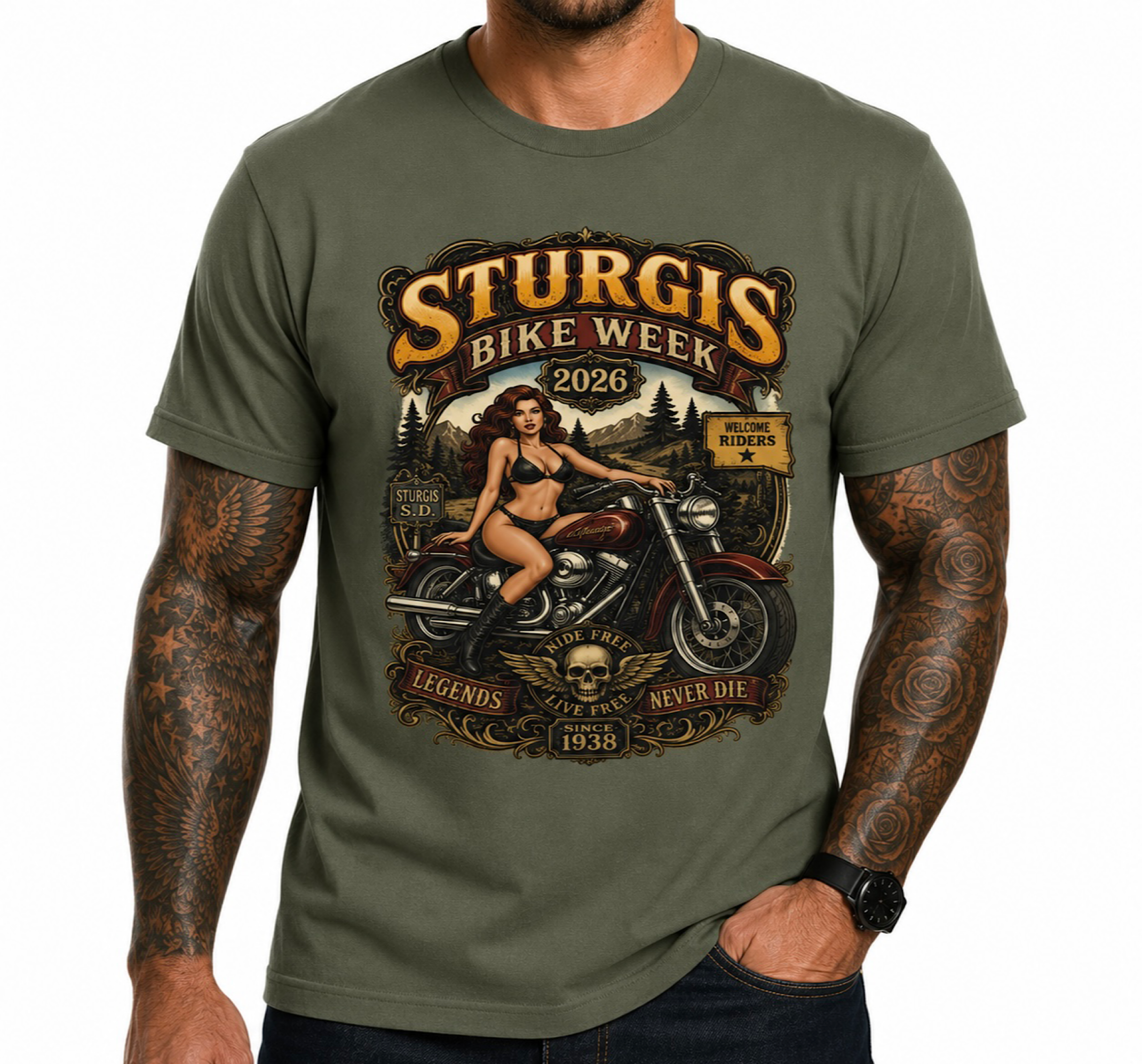     Sturgis 2026 Bike Week Motorcycle Shirt Black Hills South Dakota Tee color preview 2