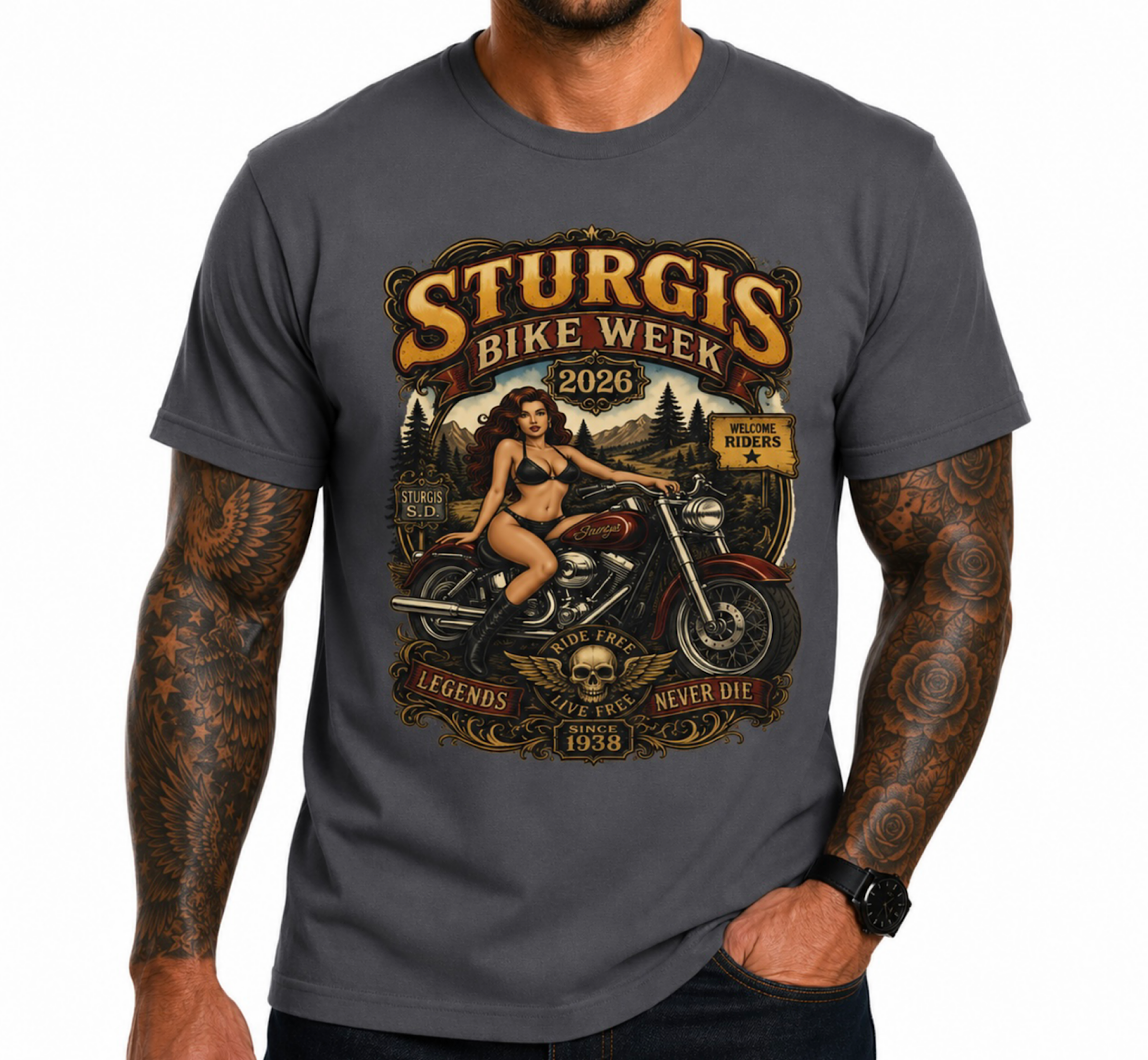     Sturgis 2026 Bike Week Motorcycle Shirt Black Hills South Dakota Tee color preview 3