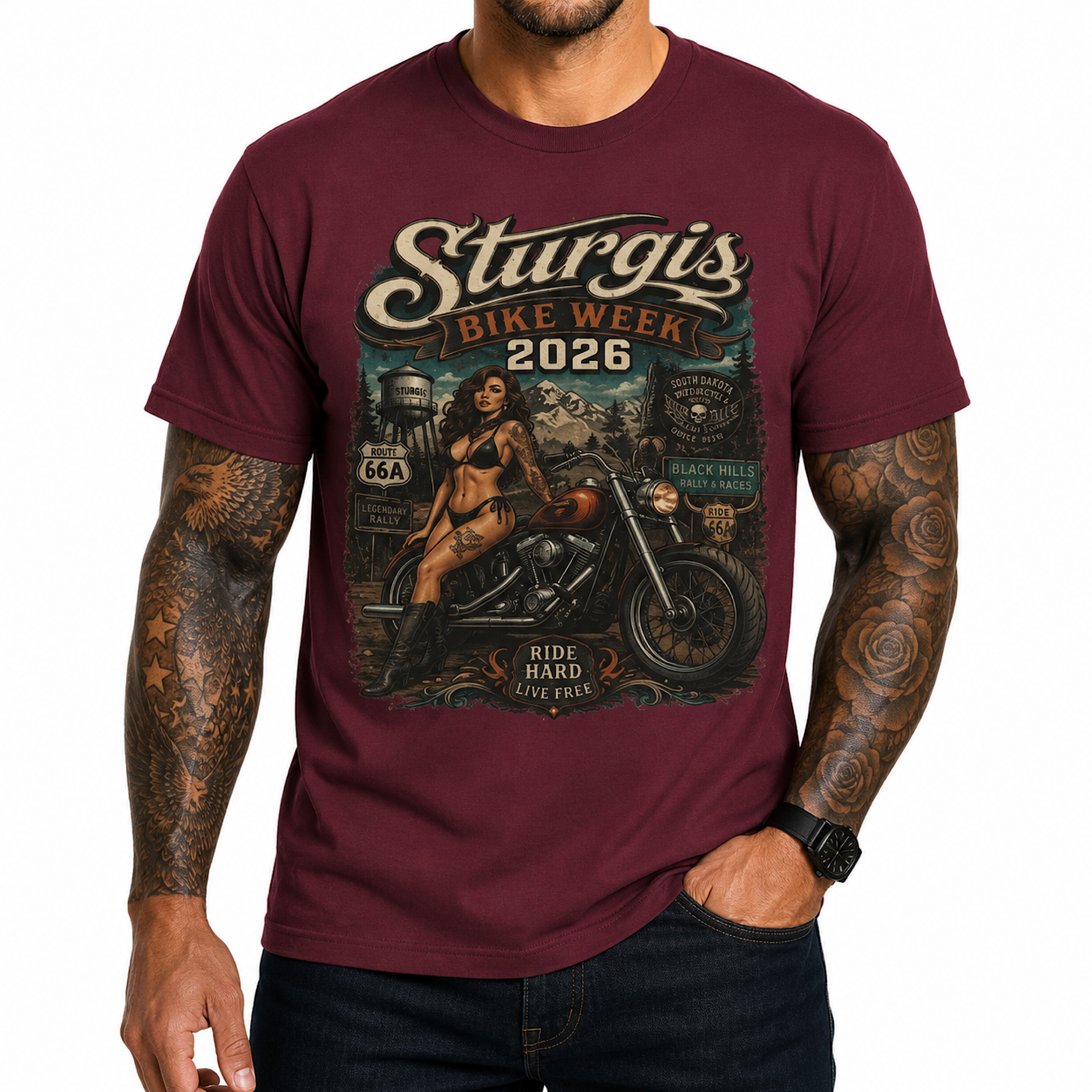 2026 Sturgis Bike Week Shirt Black Hills SD Biker Motorcycle Rally Tee color preview 3