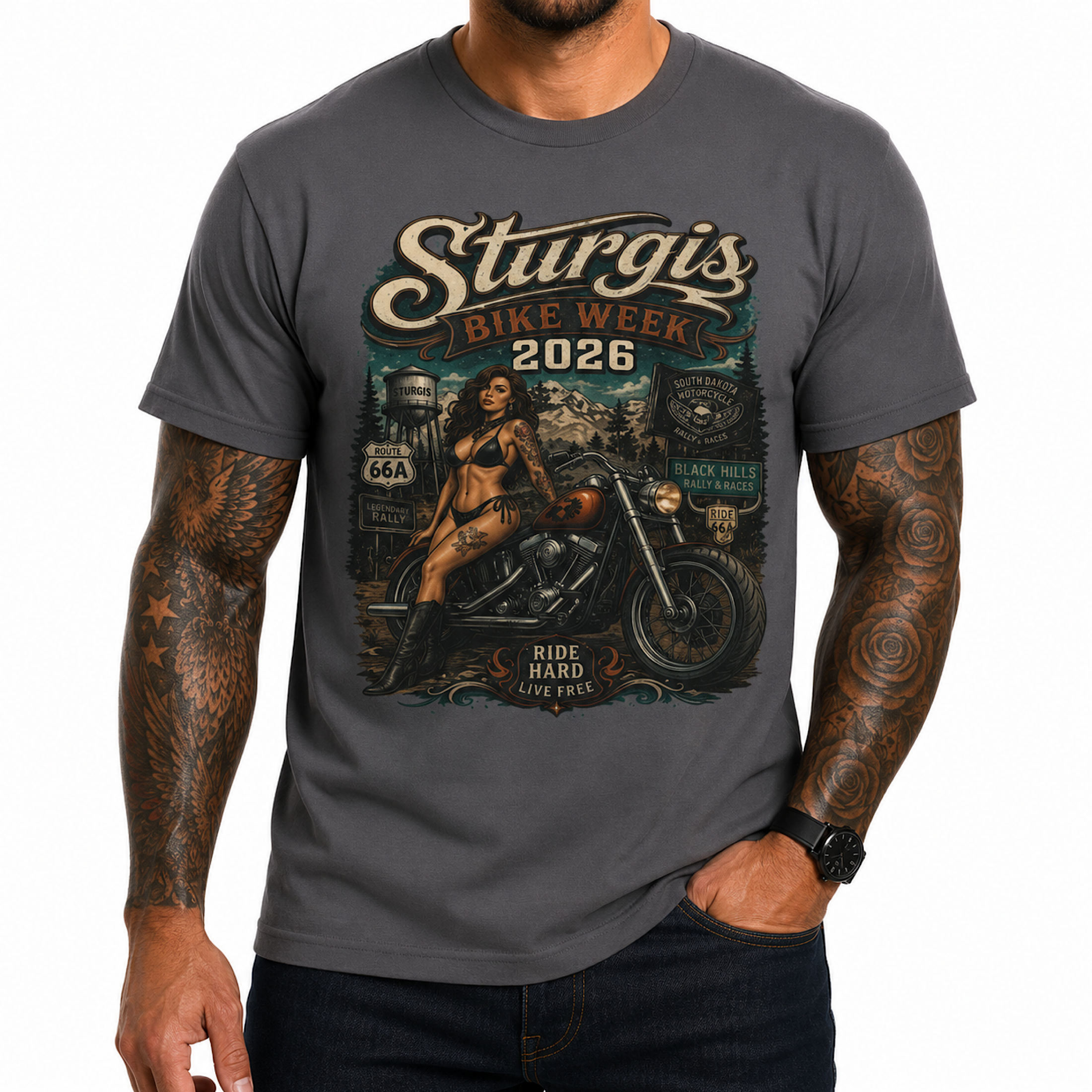 2026 Sturgis Bike Week Shirt Black Hills SD Biker Motorcycle Rally Tee color preview 2
