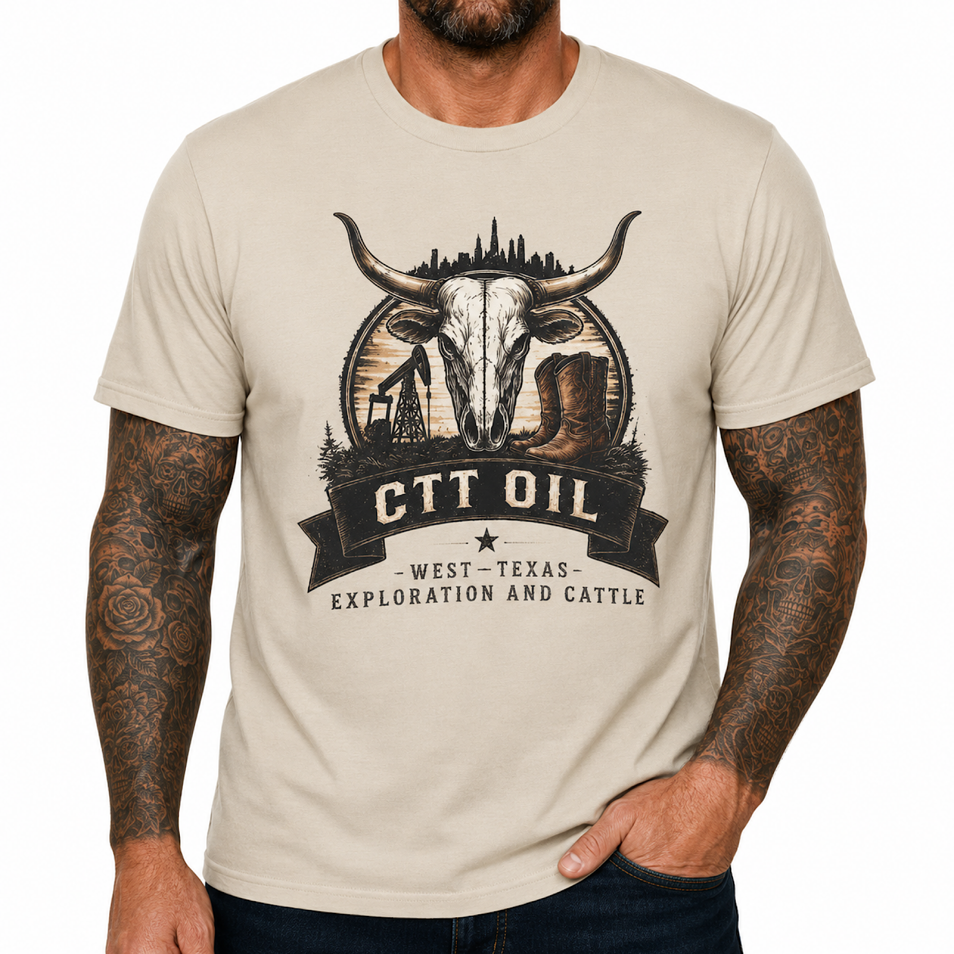 CTT Oil Exploration Cattle Shirt Texas Landman M-Tex Oilfield Cowboy Tee color preview 2