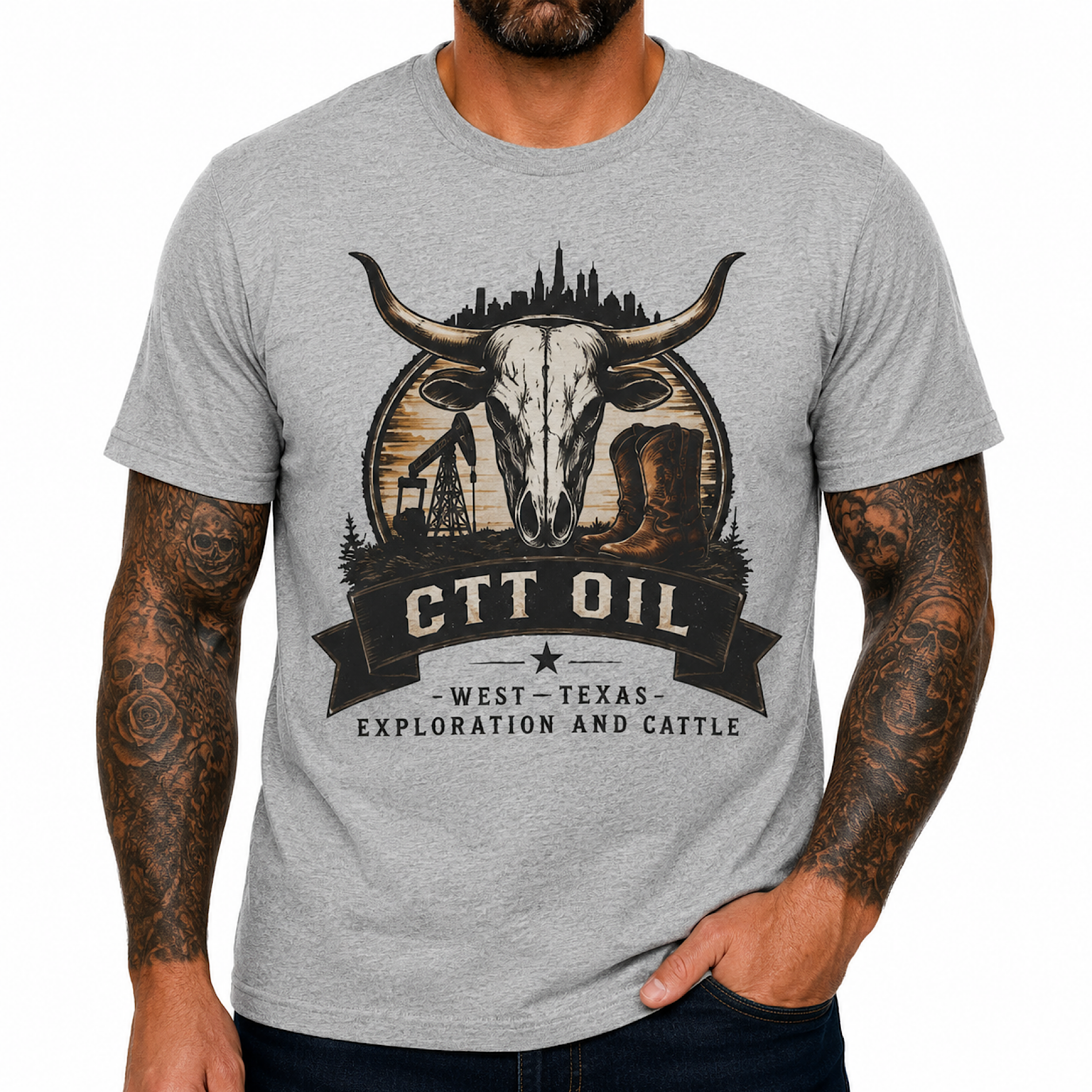 CTT Oil Exploration Cattle Shirt Texas Landman M-Tex Oilfield Cowboy Tee color preview 3